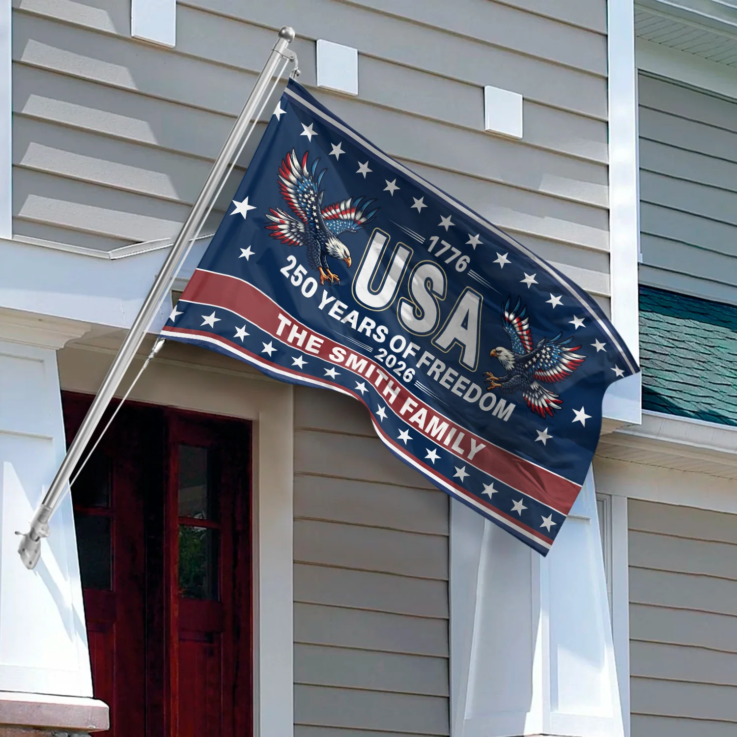 US 250th Anniversary 1776-2026 Patriotic 250 Years Of Freedoms House Flag CH07 899614 - Image 3