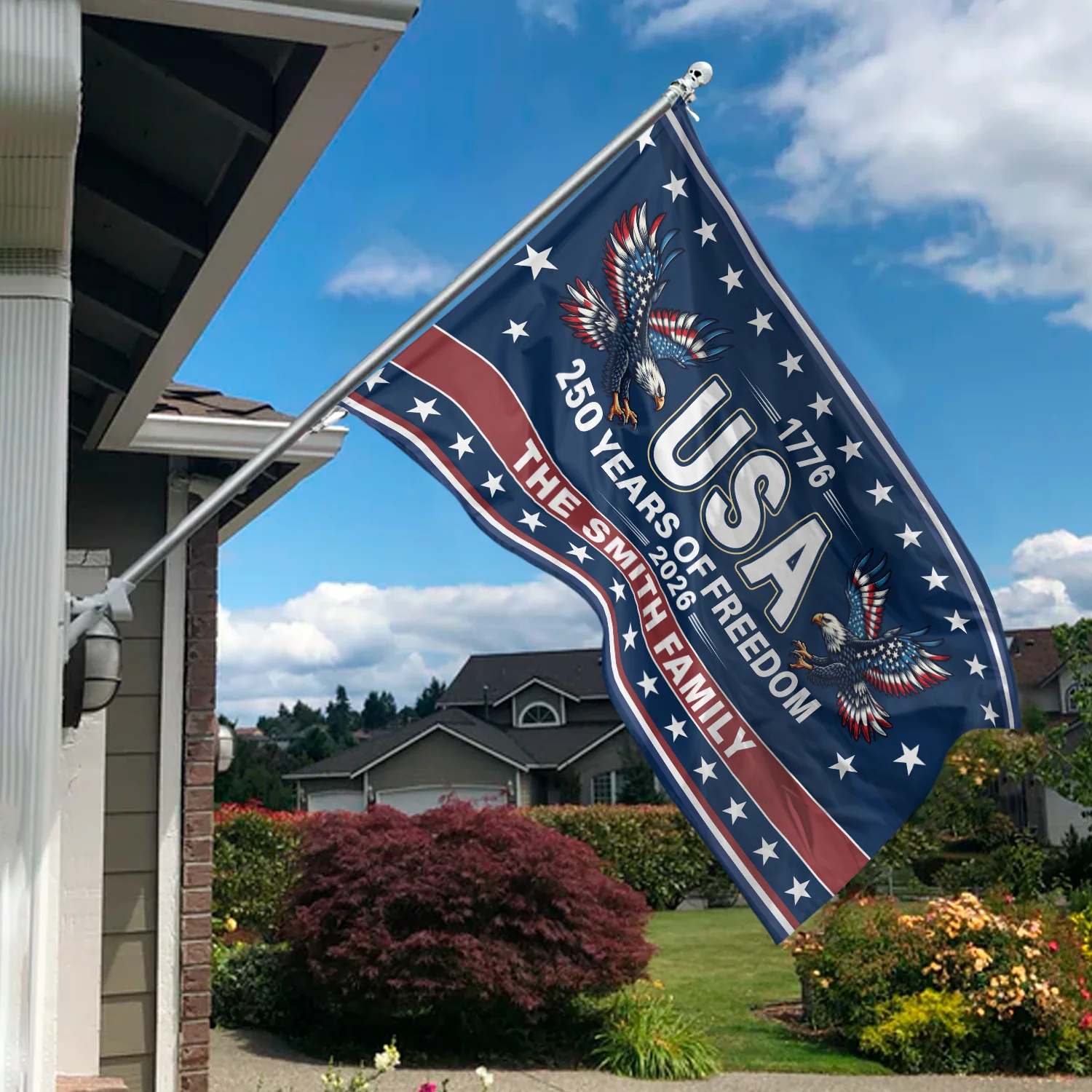 US 250th Anniversary 1776-2026 Patriotic 250 Years Of Freedoms House Flag CH07 899614 - Image 4