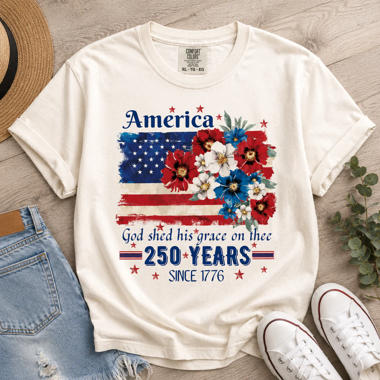 USA 250 Years Anniversary Flag Floral Comfort Shirt Celebrate 250th Anniversary Patriot Gift CH07 911716 - Image 4