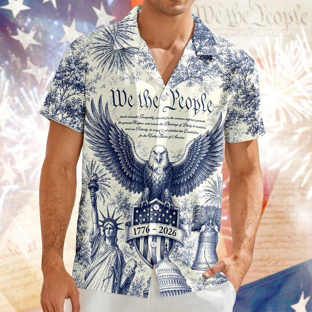 USA 250 Years Of Freedom - We The People Toile De Jouy Style Patriotic Hawaii Shirt Patriotic 4th Of July Hawaii Shirt CH07 911614 - Image 3