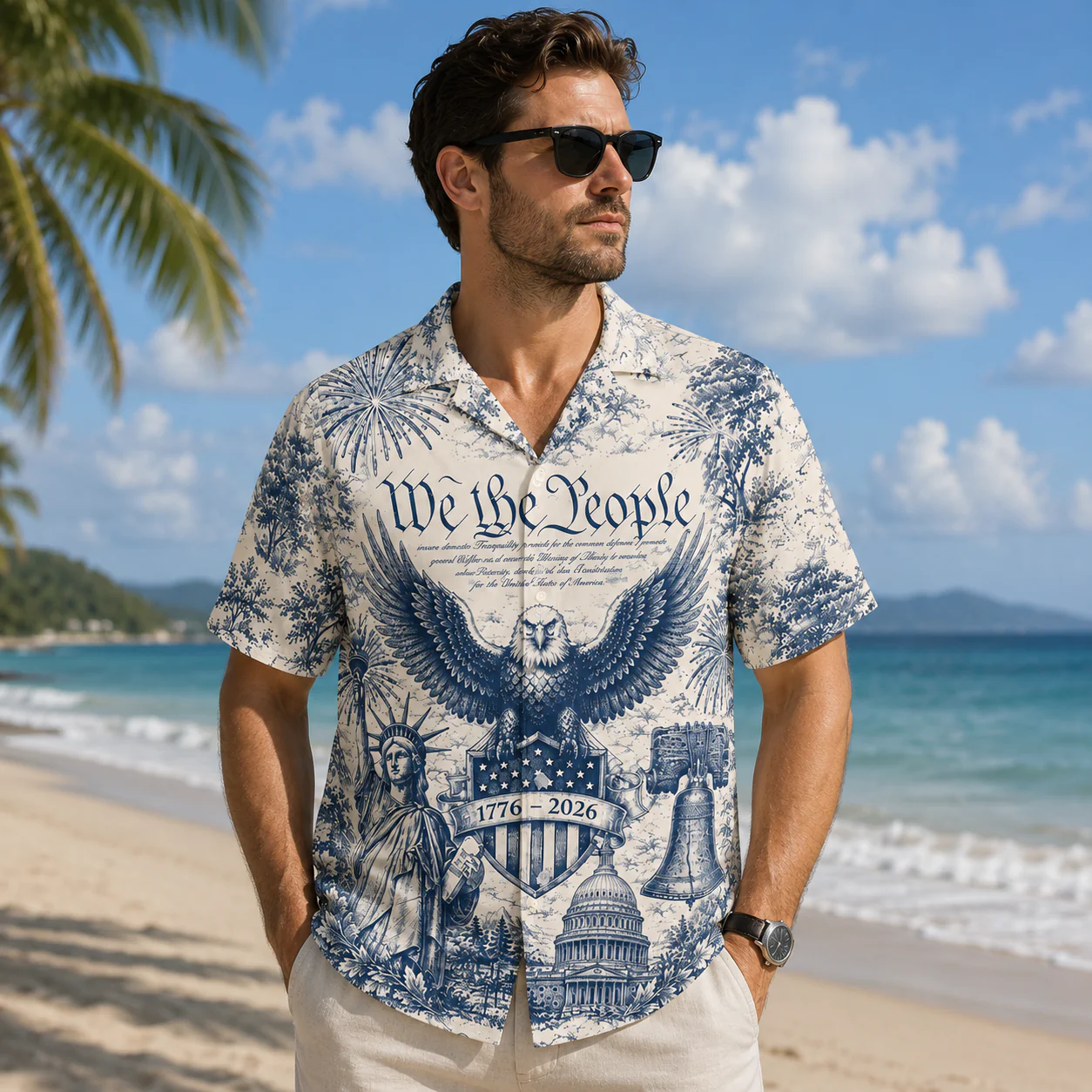 USA 250 Years Of Freedom - We The People Toile De Jouy Style Patriotic Hawaii Shirt Patriotic 4th Of July Hawaii Shirt CH07 911614 - Image 5