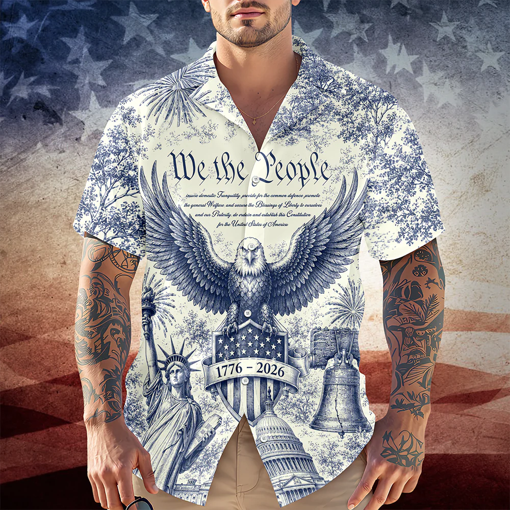USA 250 Years Of Freedom - We The People Toile De Jouy Style Patriotic Hawaii Shirt Patriotic 4th Of July Hawaii Shirt CH07 911614 - Image 8