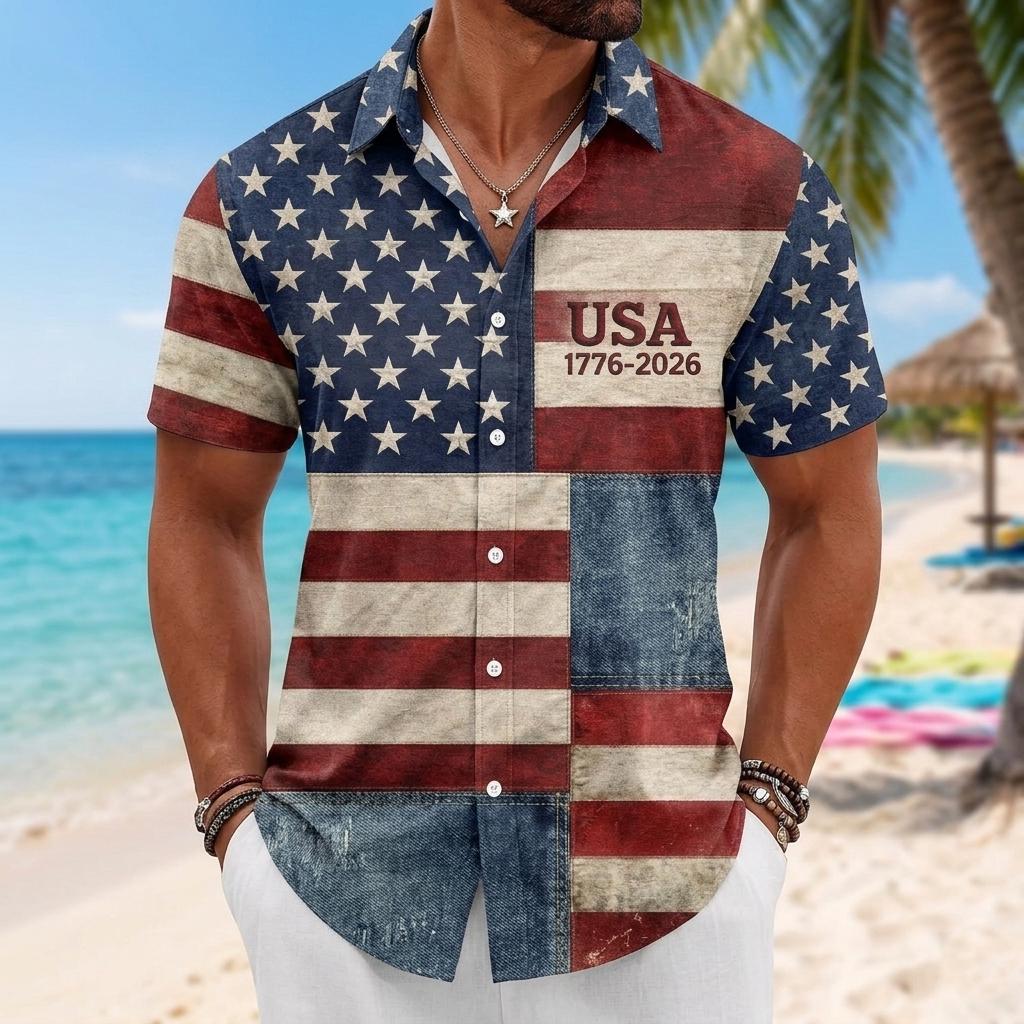USA 250th Anniversary 1776-2026 American Flag Hawaii Shirt July 4th Outfit CH07 911800 - Image 2