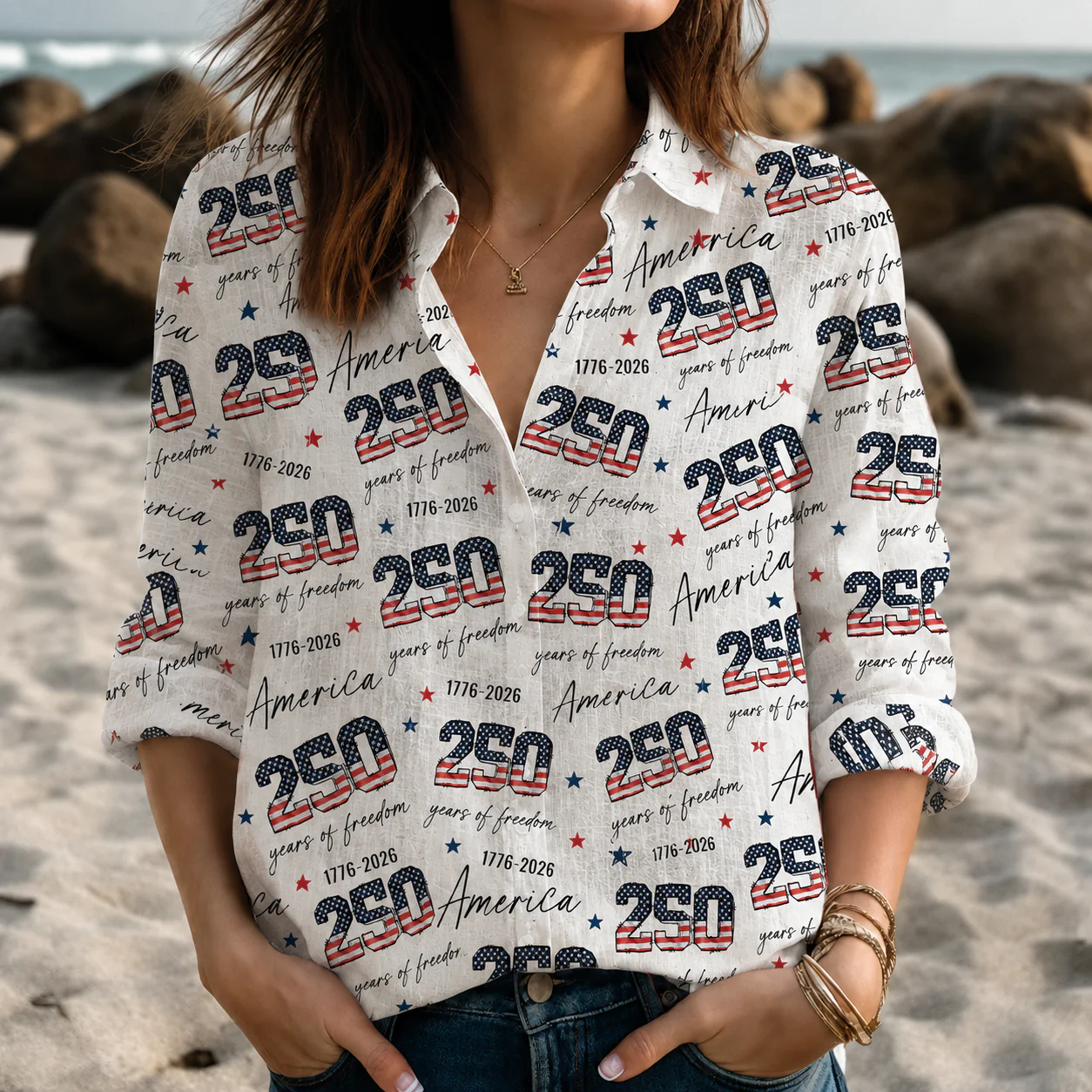 USA 250th Anniversary Blouse Shirt Retro American Flag 1776 Women Tops, 4th Of July Gift CH07 911888 - Image 3