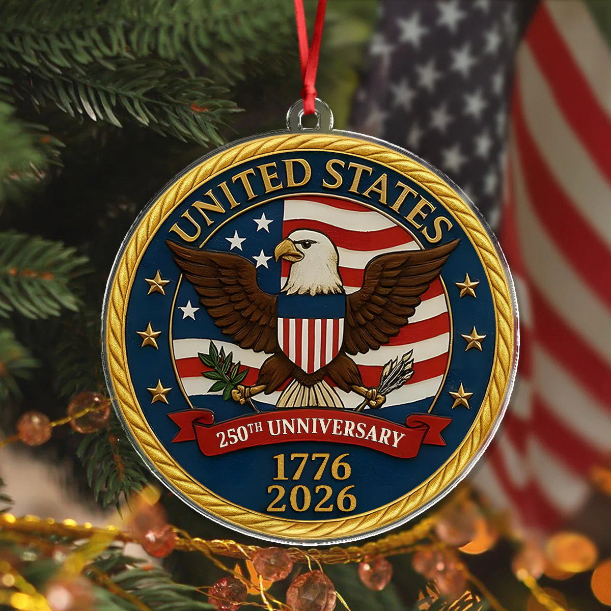 USA 250th Anniversary Eagle USA Flag Acrylic Ornaments Patriotic Gifts For Christmas CH07 899208 - Image 2