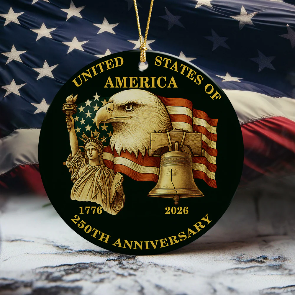 USA 250th Anniversary Ornament US Flag 1776-2026 America Patriotic Ceramic Ornament CH07 899608 - Image 2