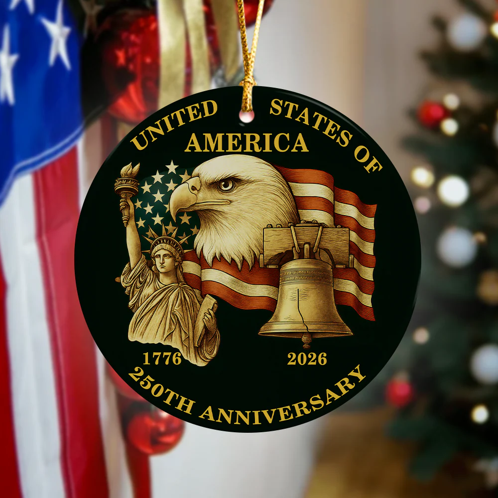 USA 250th Anniversary Ornament US Flag 1776-2026 America Patriotic Ceramic Ornament CH07 899608 - Image 5