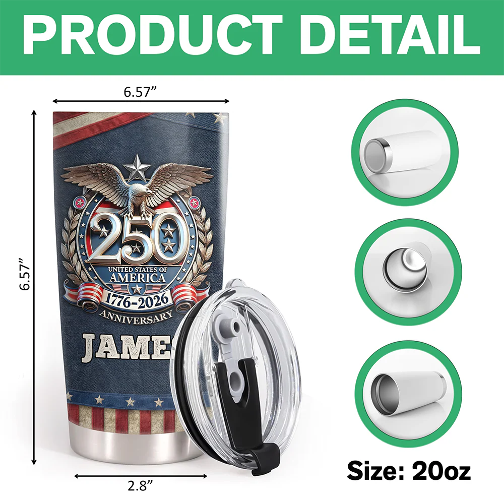 USA Eagles 250th Anniversary Semiquincentennial 1776-2026 Fat Tumbler CH07 910588 - Image 7