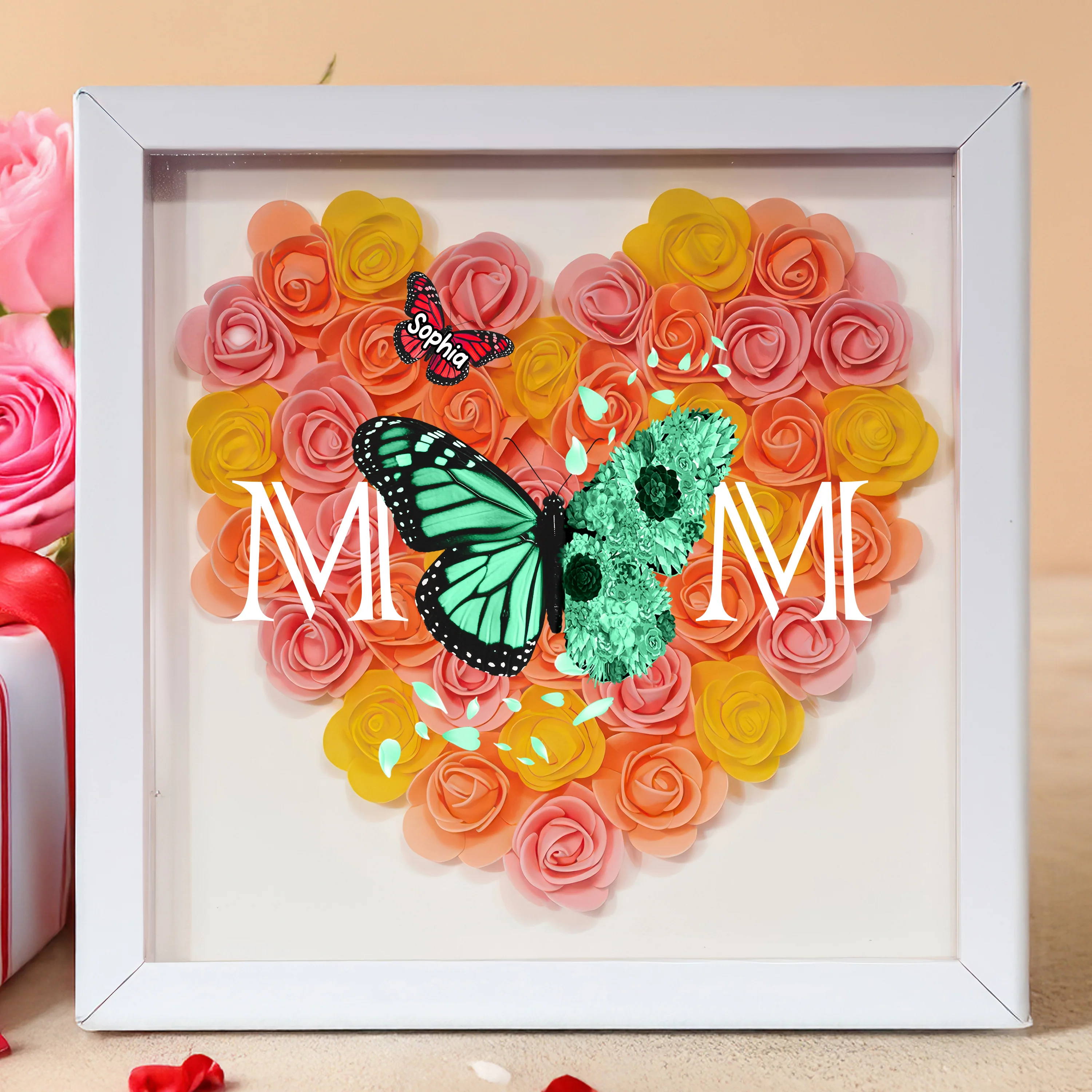 We Love You Mom - Personalized Butterfly Mom Flower Shadow Box CH07 895460 - Image 4