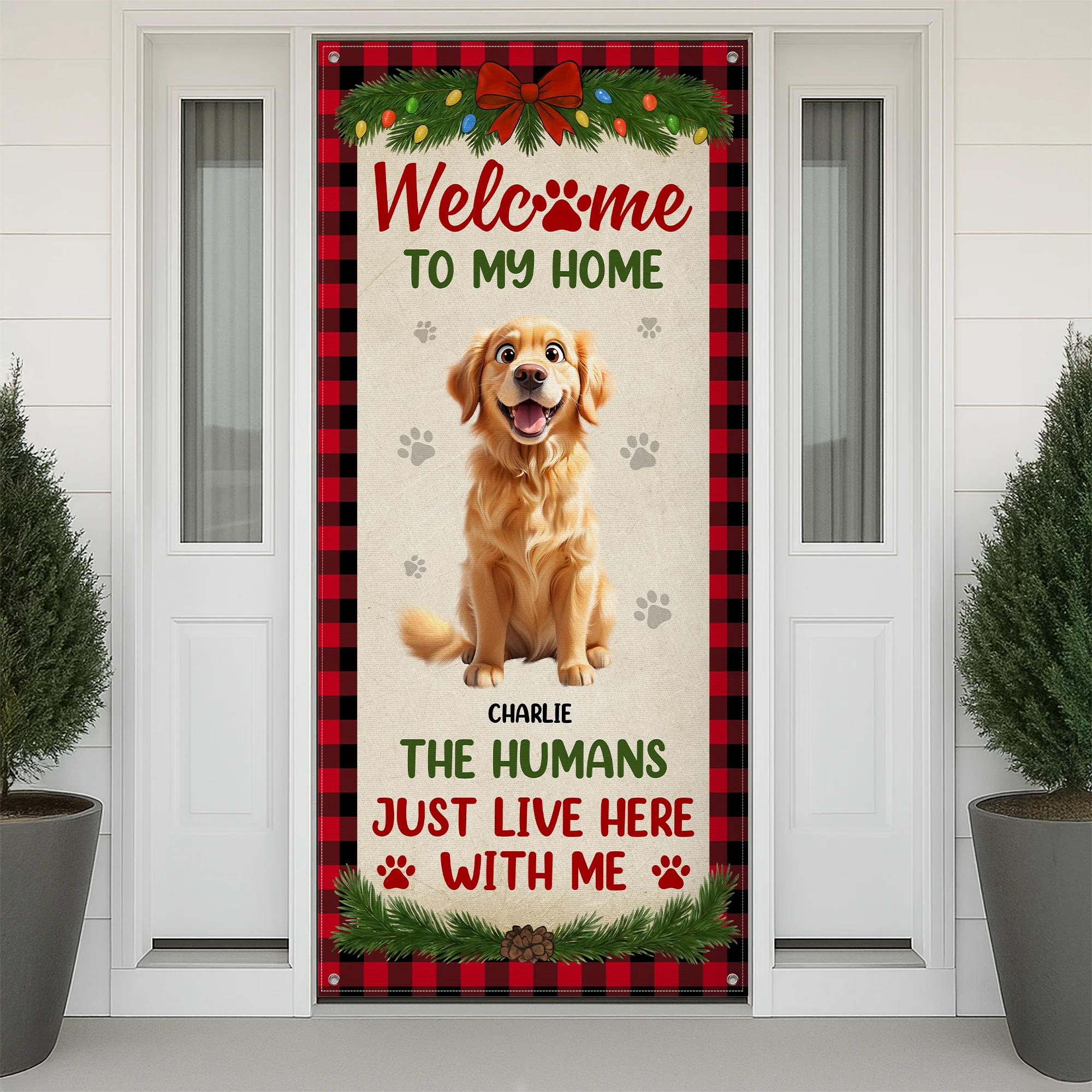 Welcome To Our Home Cute Dogs - Personalized Christmas Dog Door Cover CH07 899914 - Image 4