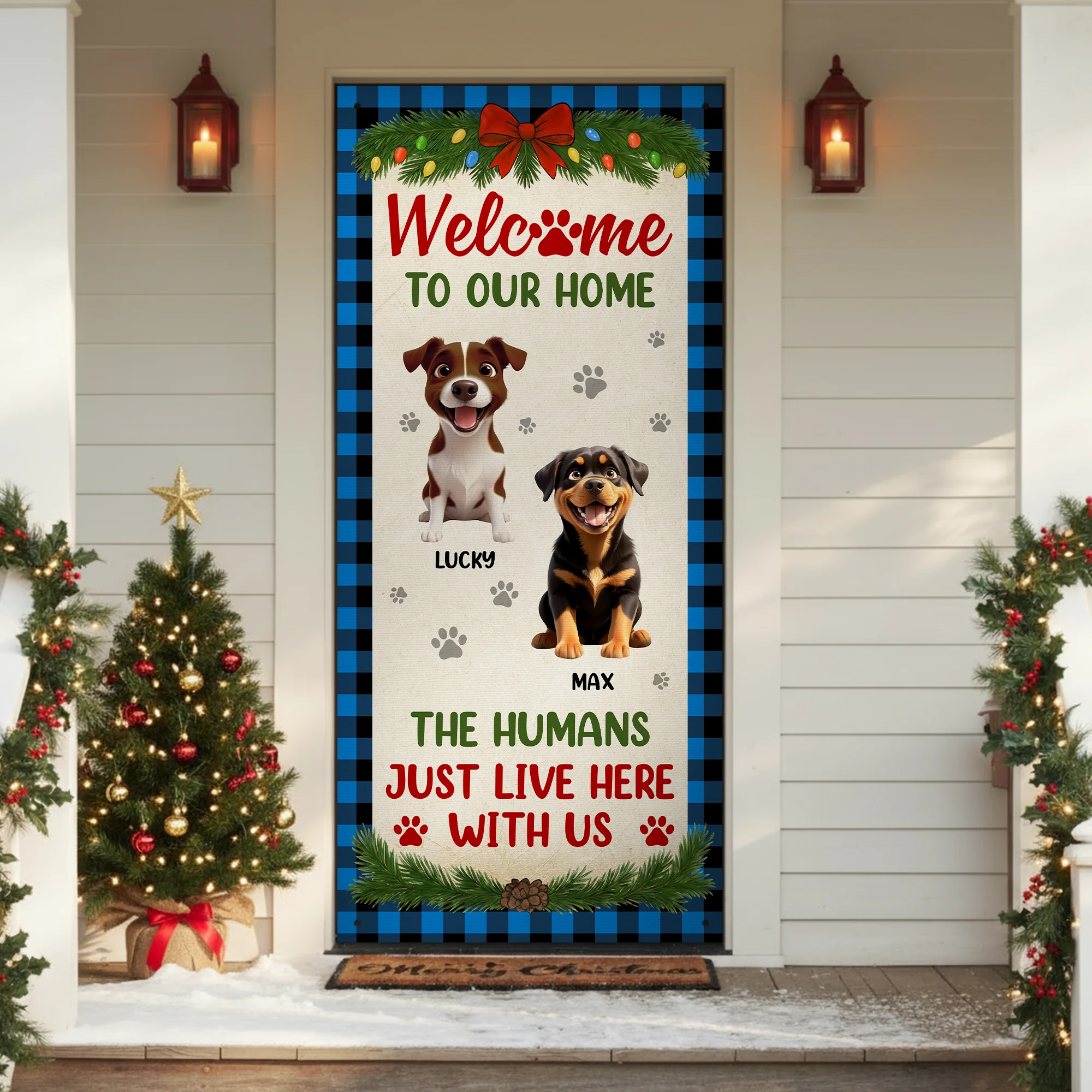 Welcome To Our Home Cute Dogs - Personalized Christmas Dog Door Cover CH07 899914 - Image 5