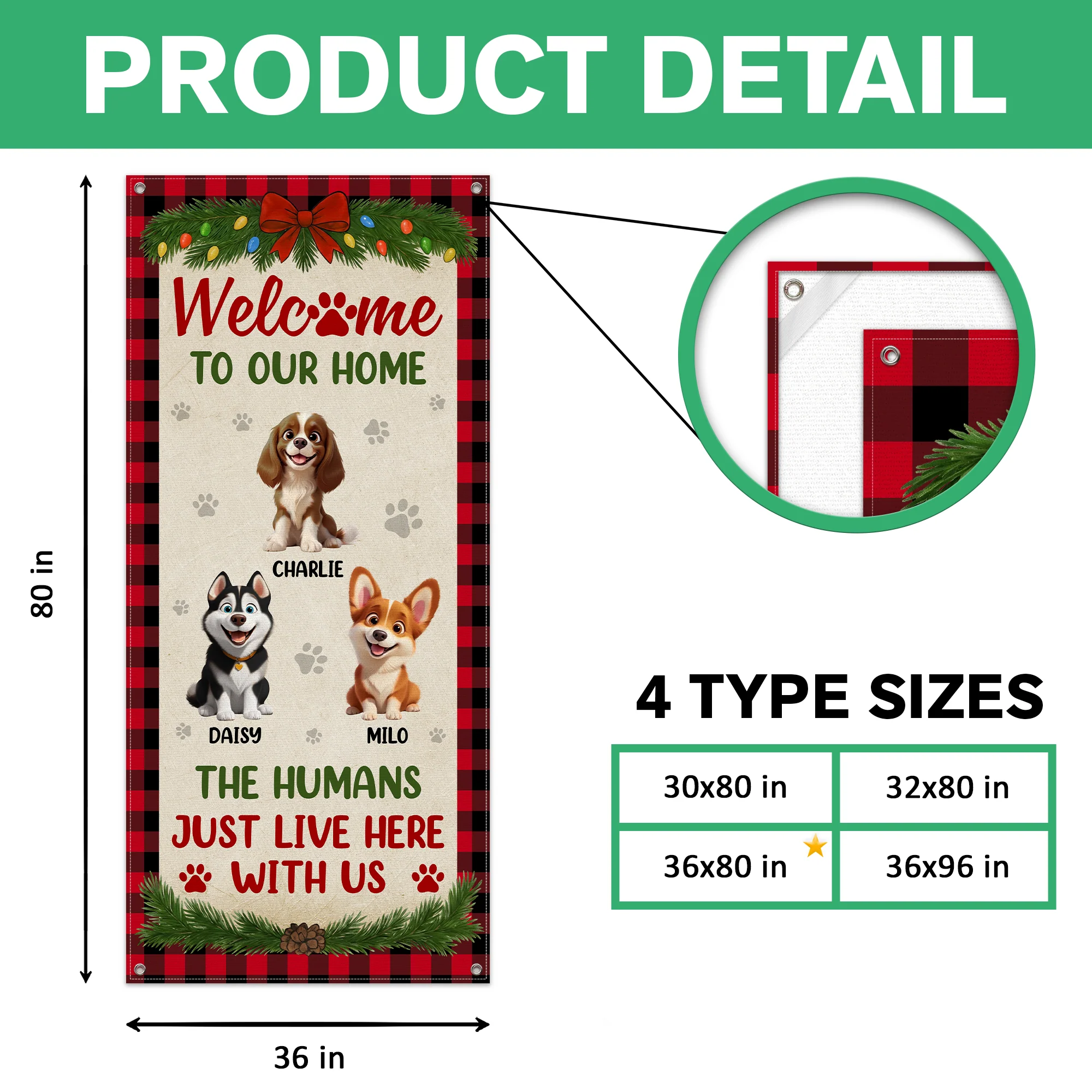 Welcome To Our Home Cute Dogs - Personalized Christmas Dog Door Cover CH07 899914 - Image 7
