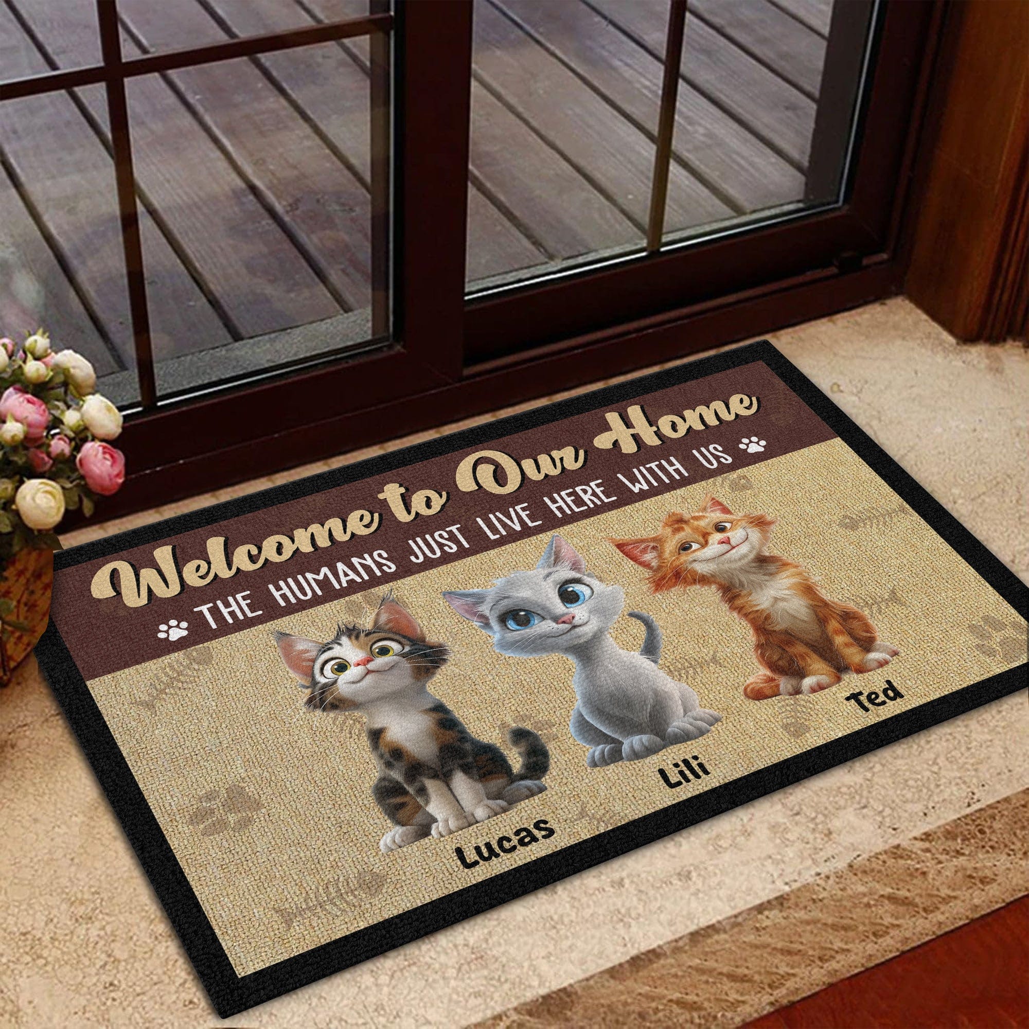 Welcome To Our Home, The Humans Just Live Here With Us Personalized Doormat Cat Lovers Gift CH07 895242 - Image 3