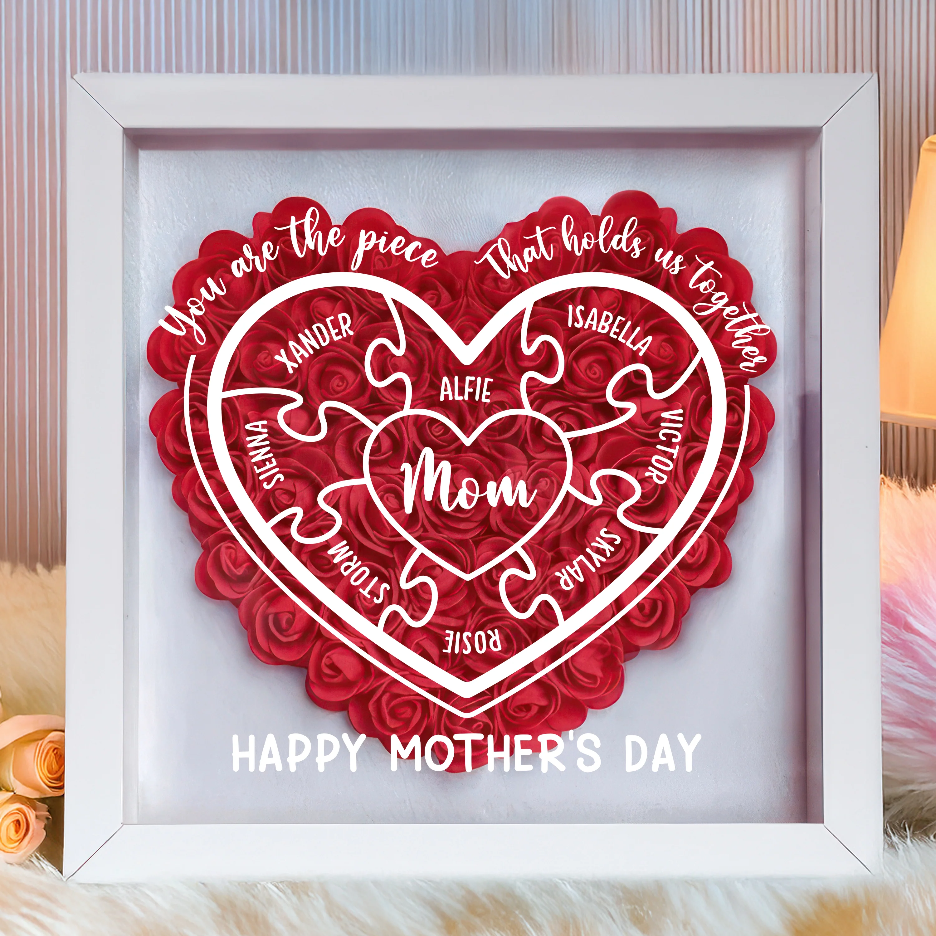 You Are The Piece That Hold Us Together - Personalized Flower Shadow Box Mother's Day Gift CH07 895468 - Image 3