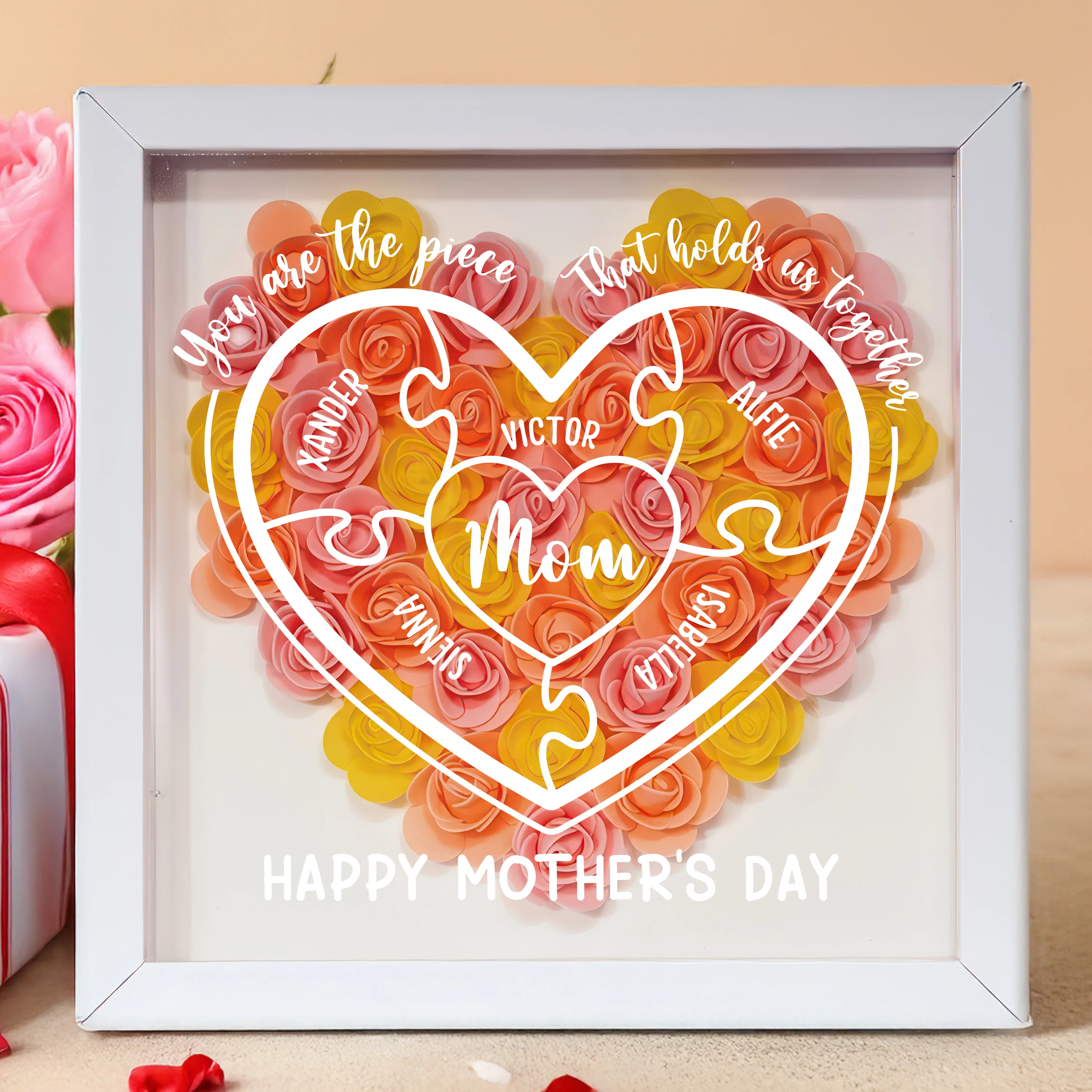 You Are The Piece That Hold Us Together - Personalized Flower Shadow Box Mother's Day Gift CH07 895468 - Image 4