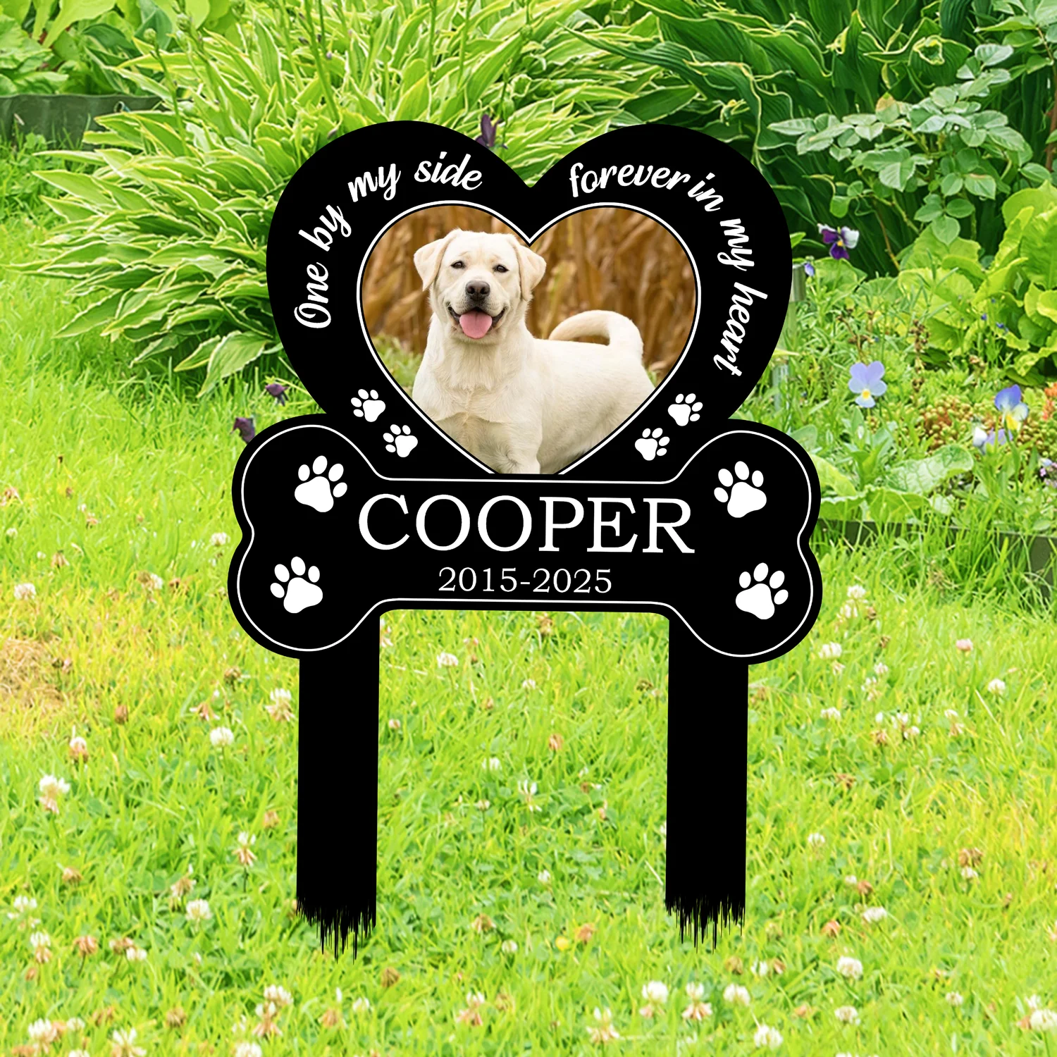 You Left Paw Prints on My Heart Custom Dog Photo Memorial Garden Stake CH07 911140 - Image 5