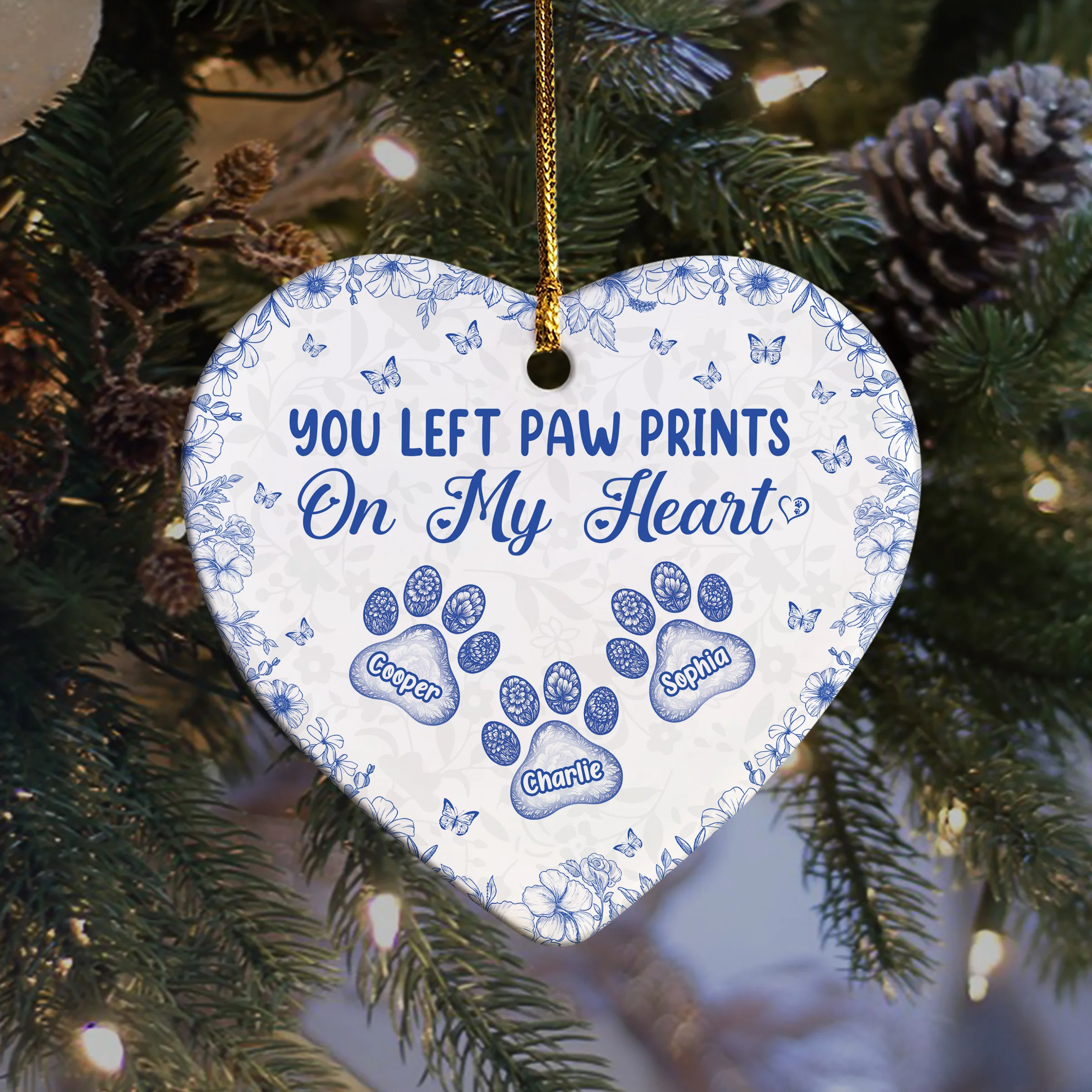 You Left Paw Prints On My Heart Personalized Dog Cat Memorial Heart Shaped Ceramic Ornament CH07 896992 - Image 2