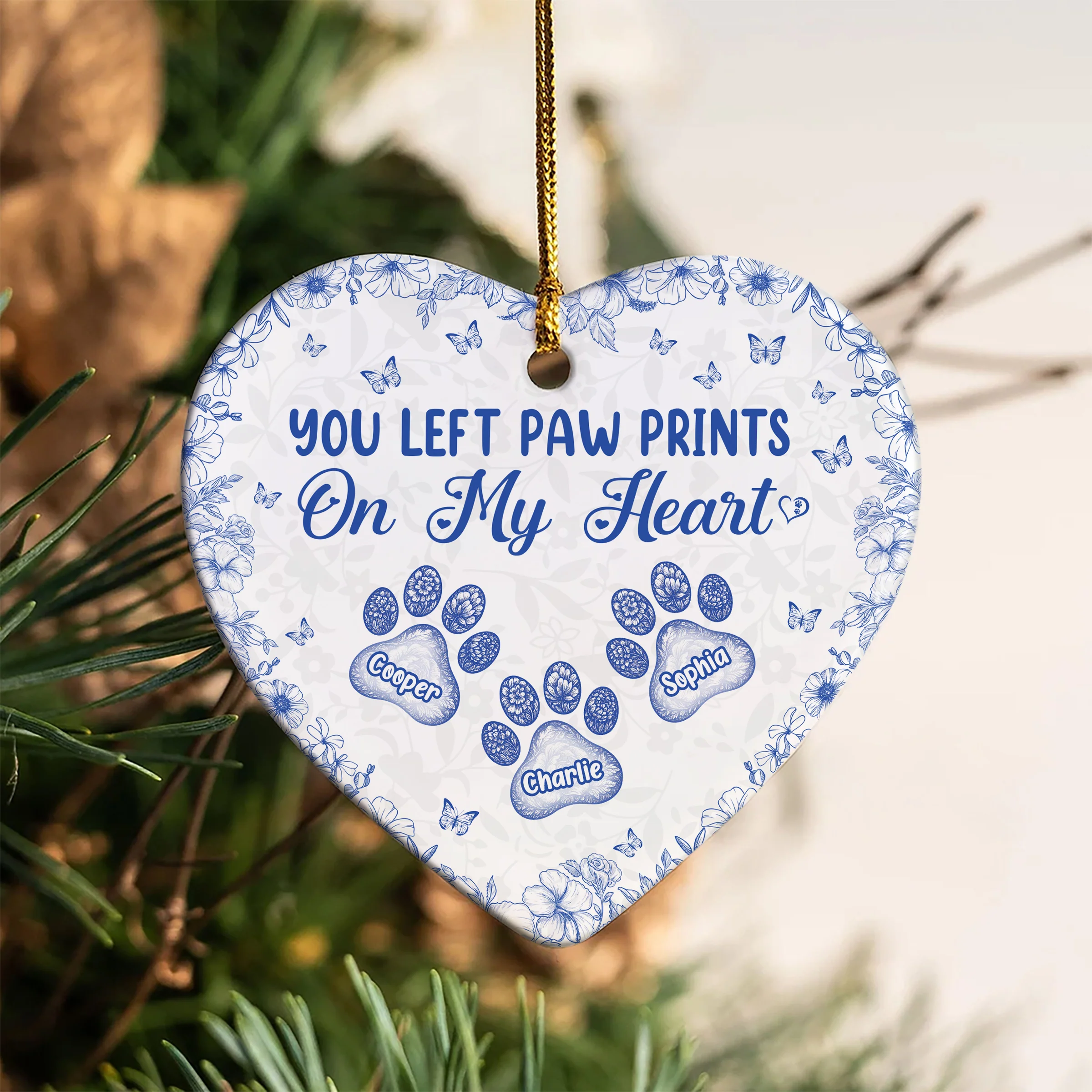 You Left Paw Prints On My Heart Personalized Dog Cat Memorial Heart Shaped Ceramic Ornament CH07 896992 - Image 3