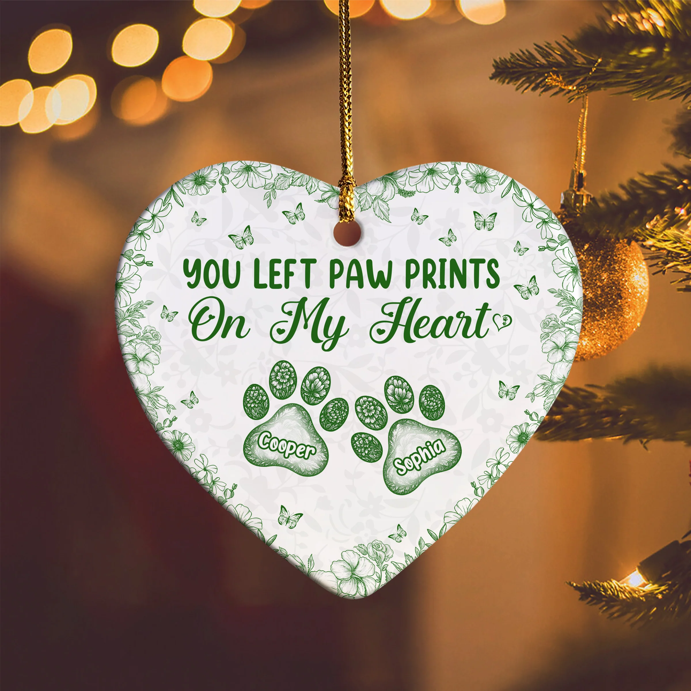 You Left Paw Prints On My Heart Personalized Dog Cat Memorial Heart Shaped Ceramic Ornament CH07 896992 - Image 4