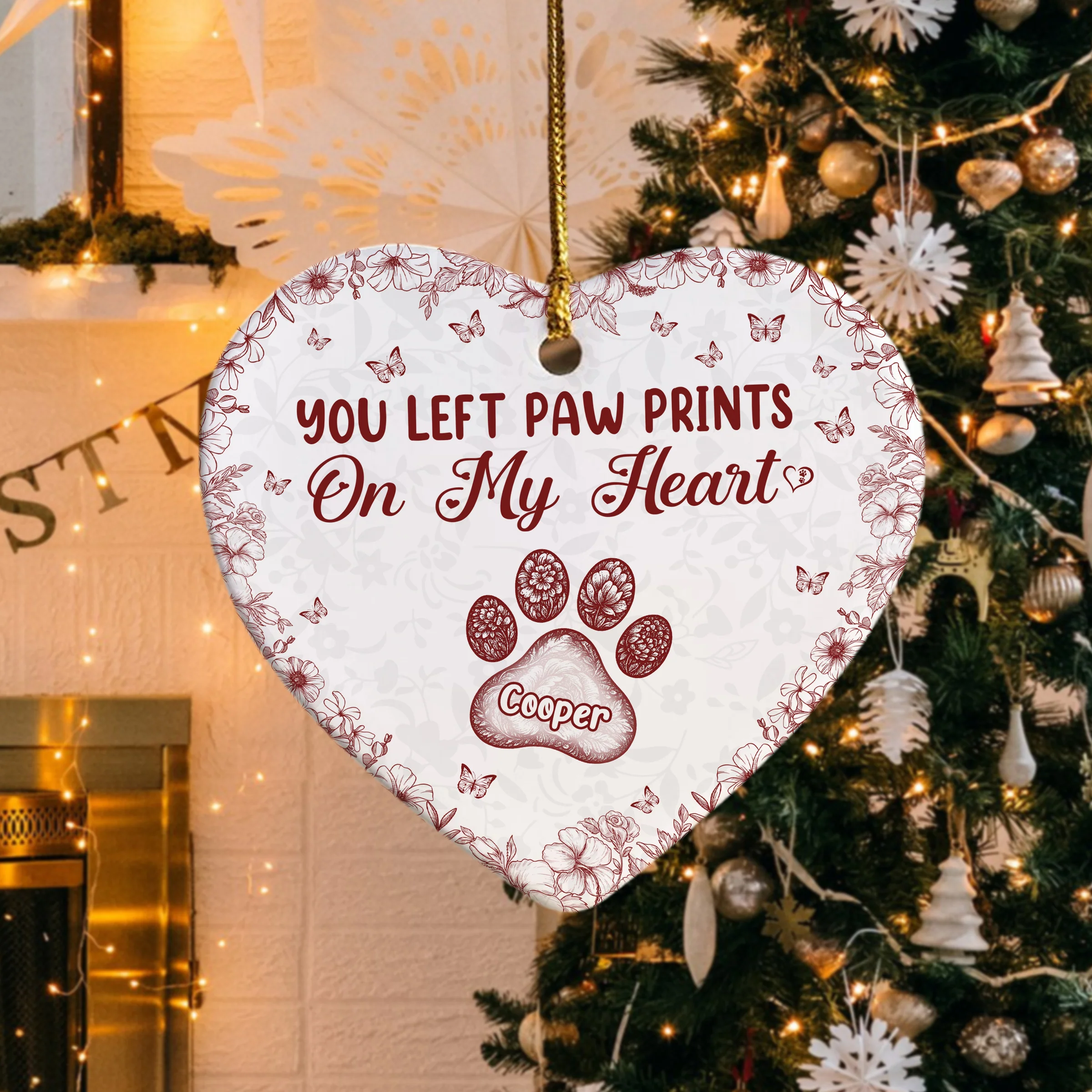 You Left Paw Prints On My Heart Personalized Dog Cat Memorial Heart Shaped Ceramic Ornament CH07 896992 - Image 5