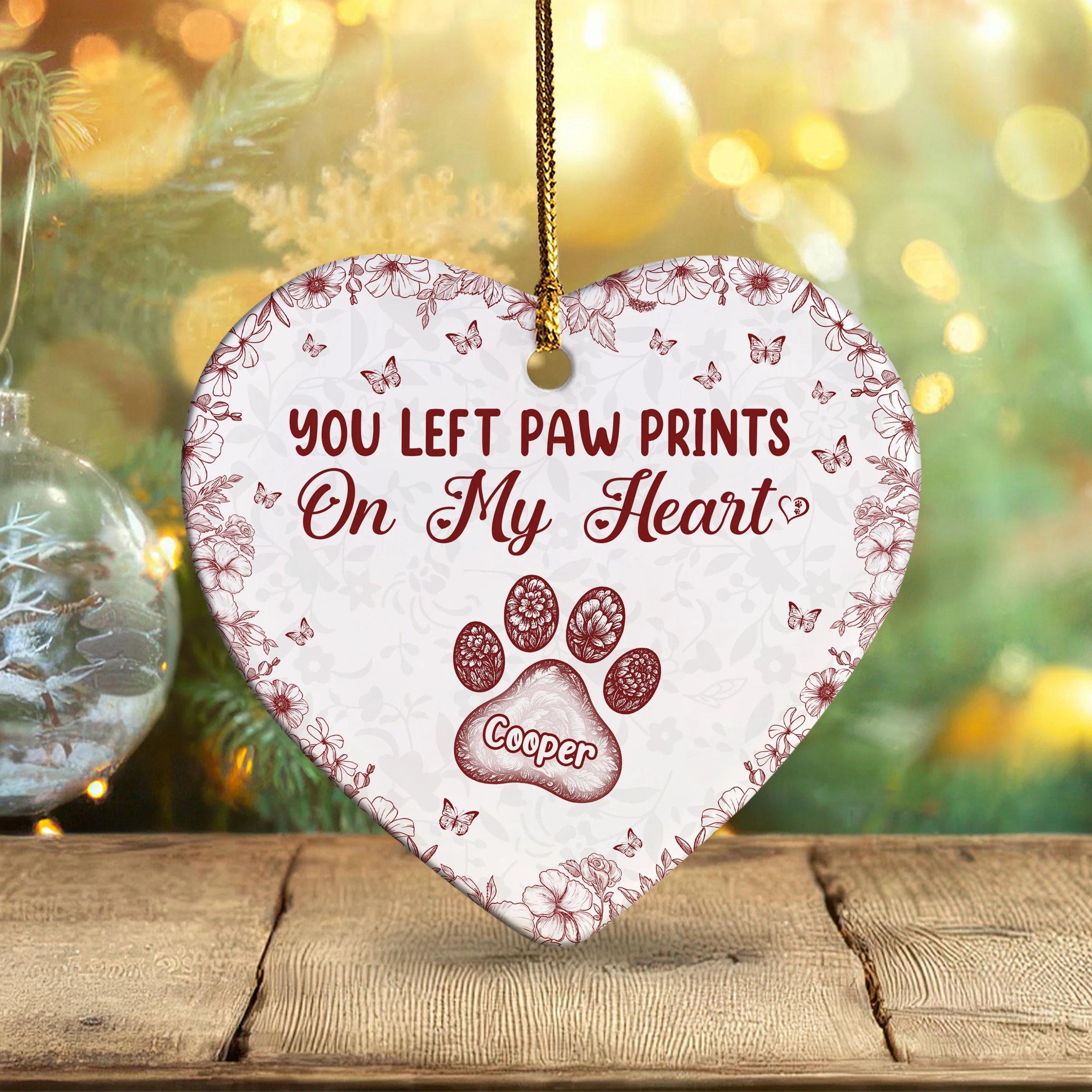 You Left Paw Prints On My Heart Personalized Dog Cat Memorial Heart Shaped Ceramic Ornament CH07 896992 - Image 6