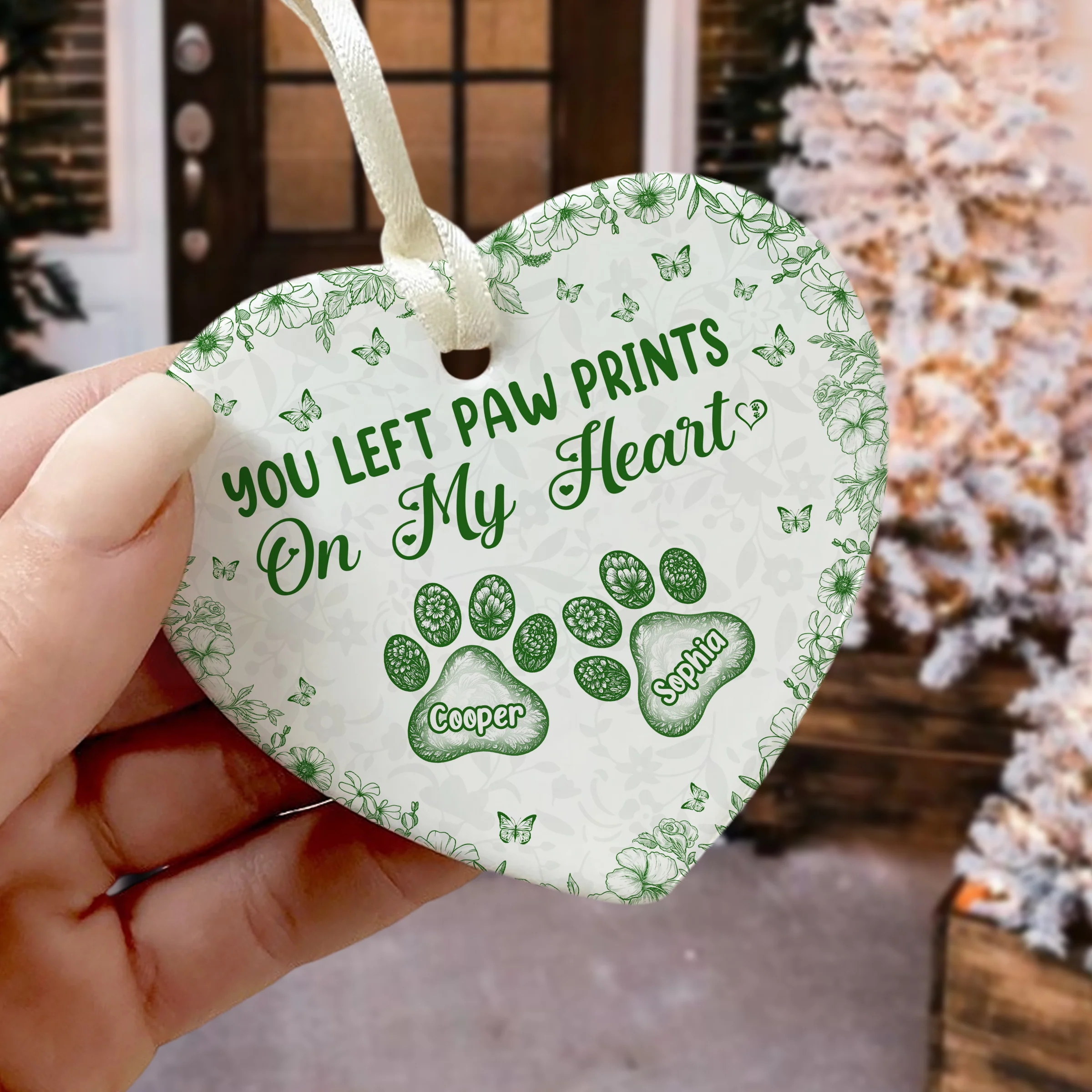 You Left Paw Prints On My Heart Personalized Dog Cat Memorial Heart Shaped Ceramic Ornament CH07 896992 - Image 7