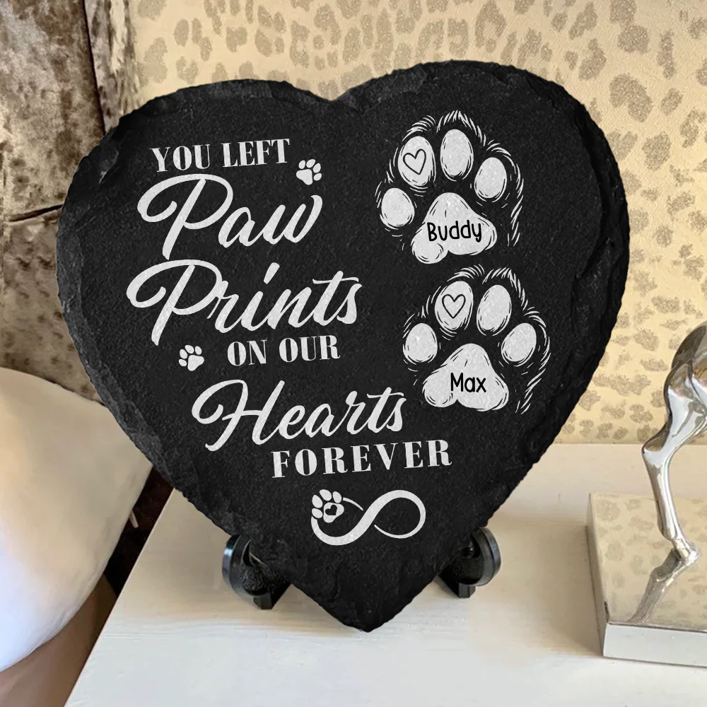 You Left Paw Prints On Our Hearts Forever Personalized Dog Memorial Heart Shaped Stone CH07 896522 - Image 2