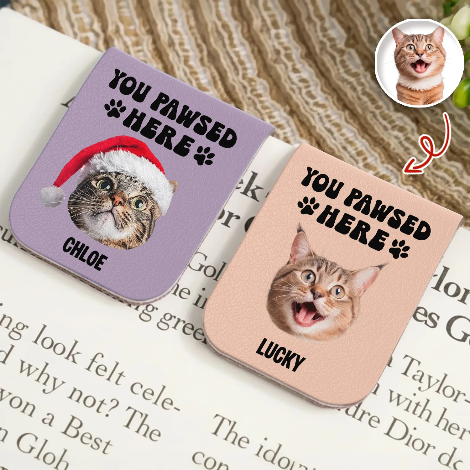 You Pawsed Here Custom Cat Photo Leather Magnetic Bookmark For Book Lovers, Cat Lovers CH07 899568 - Image 2