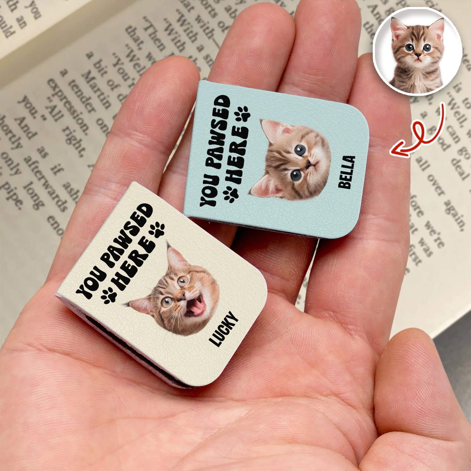 You Pawsed Here Custom Cat Photo Leather Magnetic Bookmark For Book Lovers, Cat Lovers CH07 899568 - Image 4