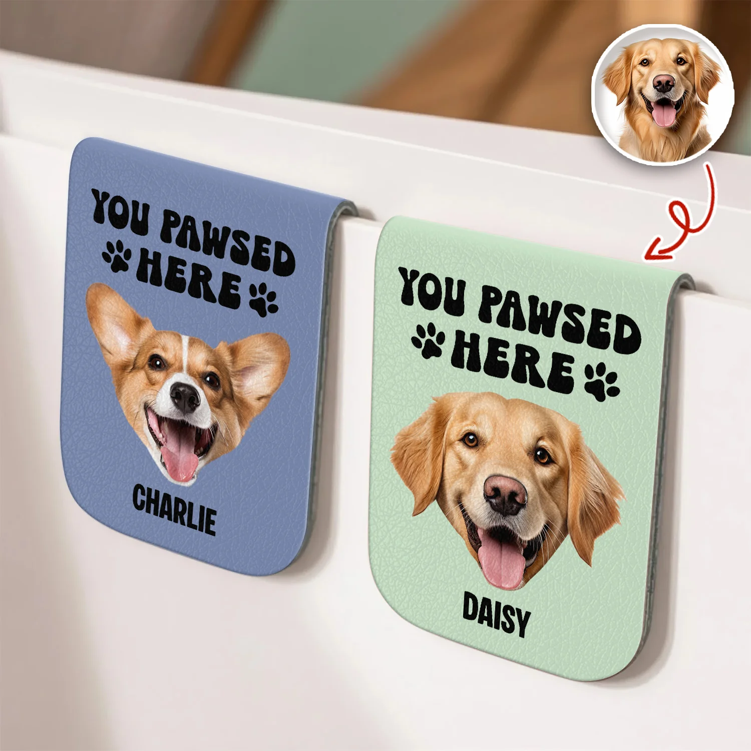 You Pawsed Here Custom Dog Photo Leather Magnetic Bookmark For Book Lovers, Dog Lovers CH07 899566 - Image 2