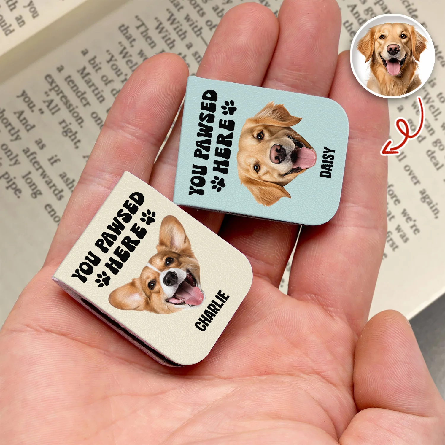 You Pawsed Here Custom Dog Photo Leather Magnetic Bookmark For Book Lovers, Dog Lovers CH07 899566 - Image 5