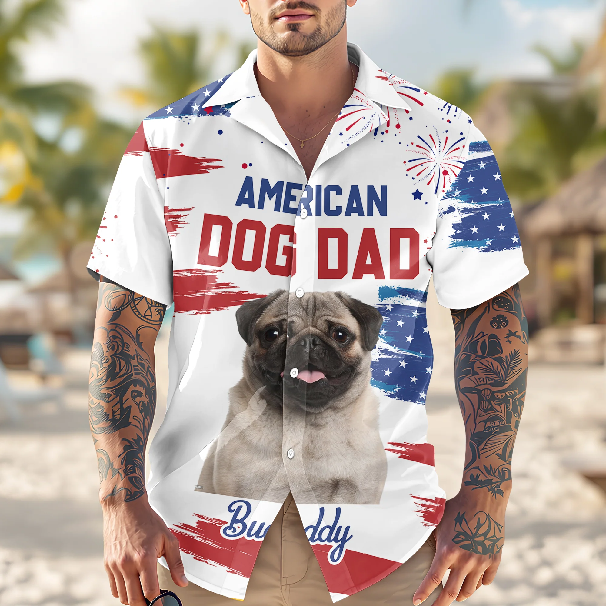 Custom Photo American Dog Dad Personalized Hawaiian Shirt Gifts For Dog Lovers CH07 896094 - Image 7