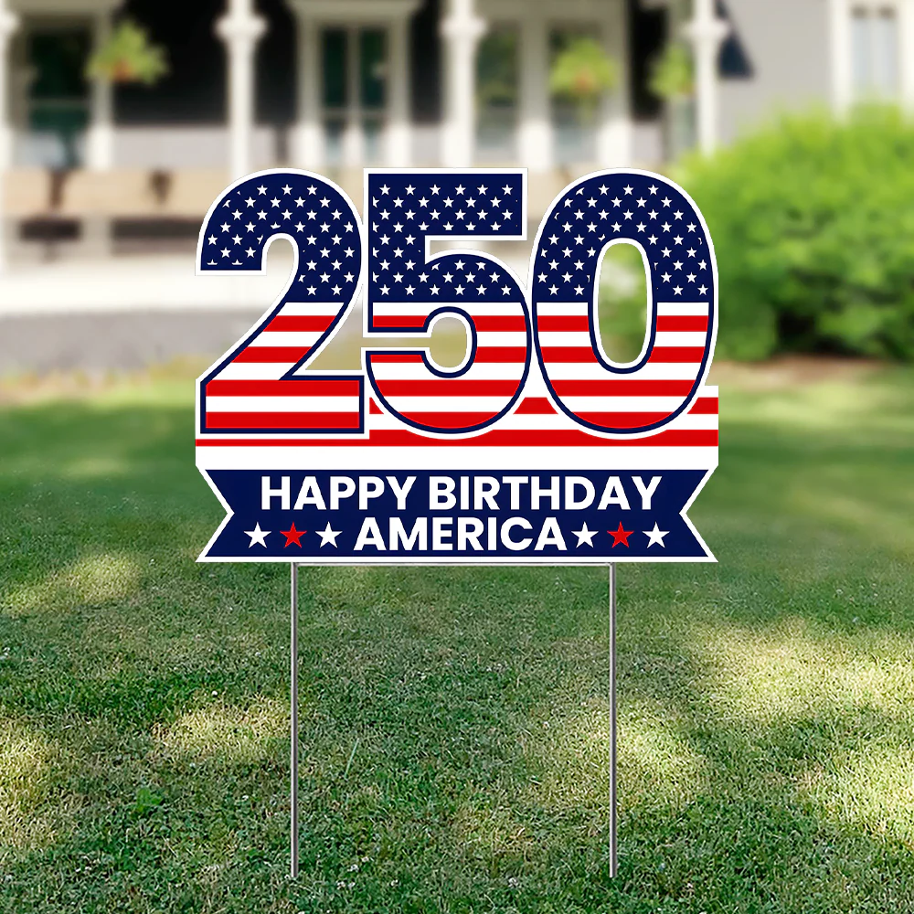 250 Happy Birthday America Yard Sign, USA 1776-2026 Patriotic Decoration TH10 170219 - Image 2