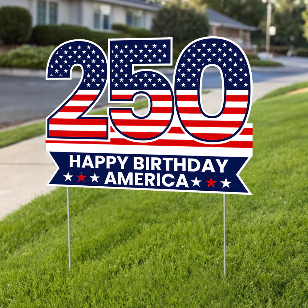250 Happy Birthday America Yard Sign, USA 1776-2026 Patriotic Decoration TH10 170219 - Image 4