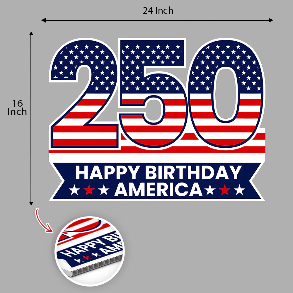 250 Happy Birthday America Yard Sign, USA 1776-2026 Patriotic Decoration TH10 170219 - Image 6