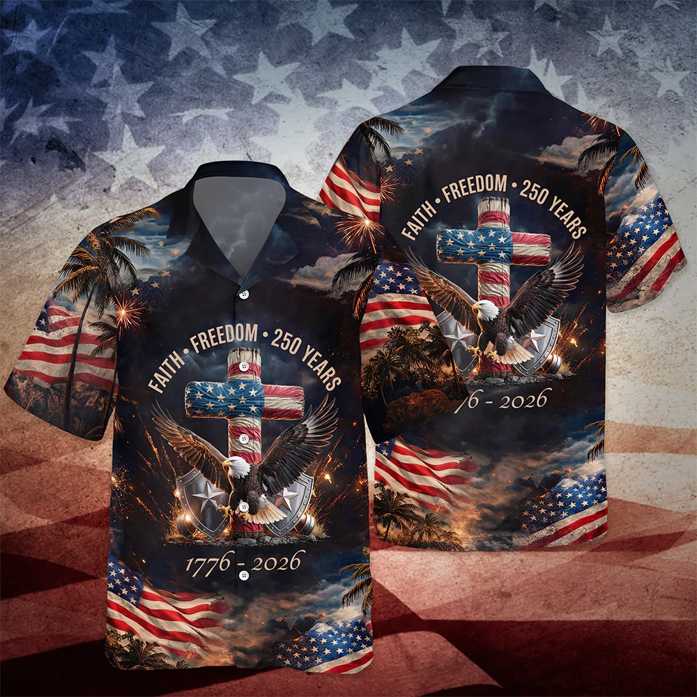 250 Years of Freedom 1776 - 2026 Eagle Patriotic Hawaii Shirt CH07 910474 - Image 6