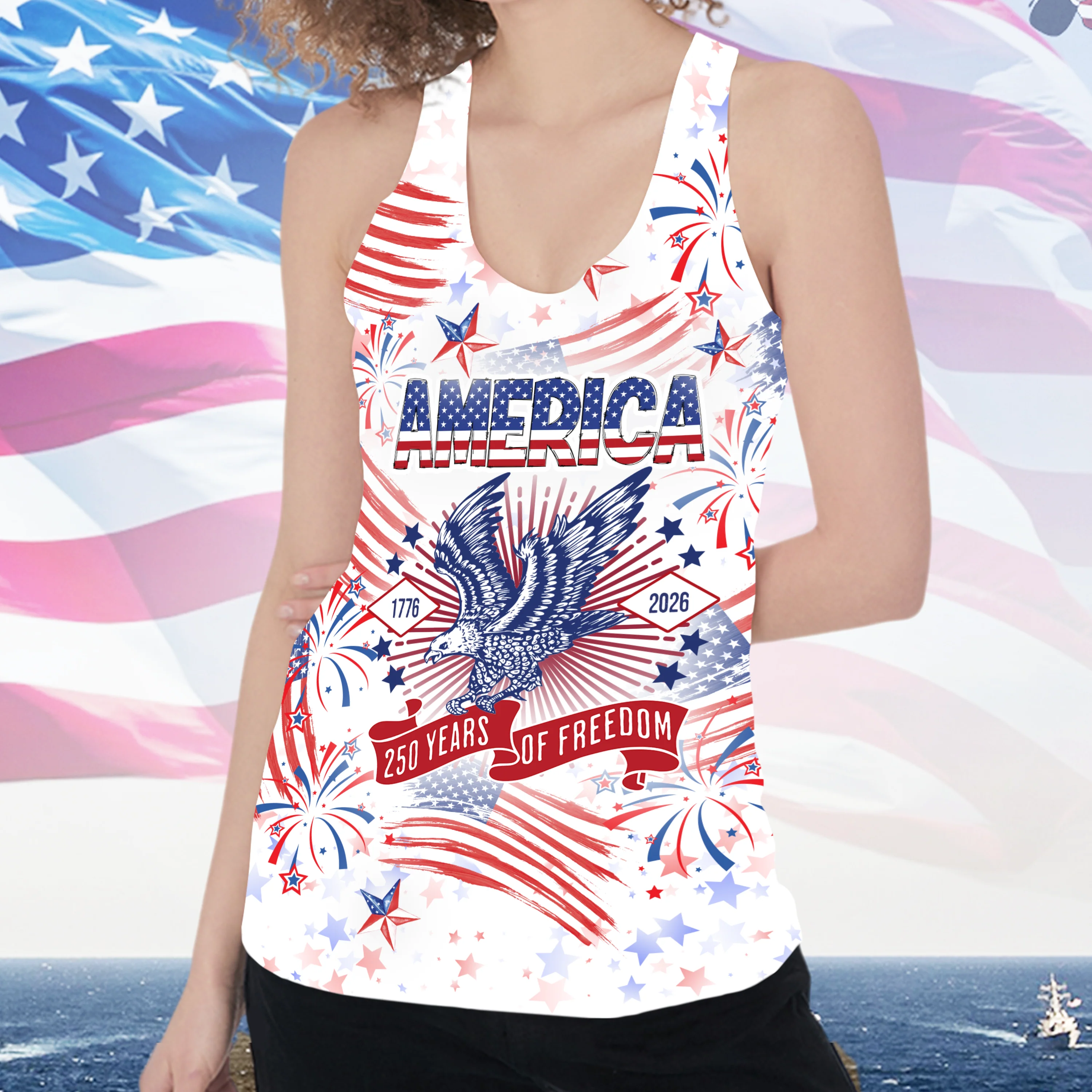 250 Years Of Freedom America Patriotic Tanktop TH10 169239 - Image 4