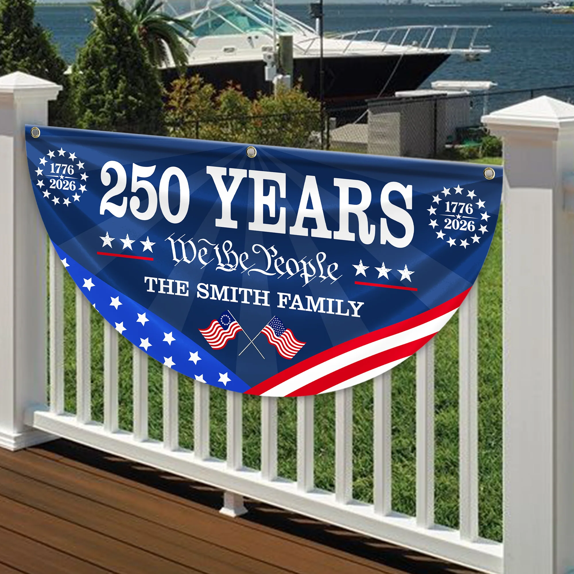 250 Years Of Freedom Custom Family Name Non-Pleated Fan Flag HA75 920912 - Image 4