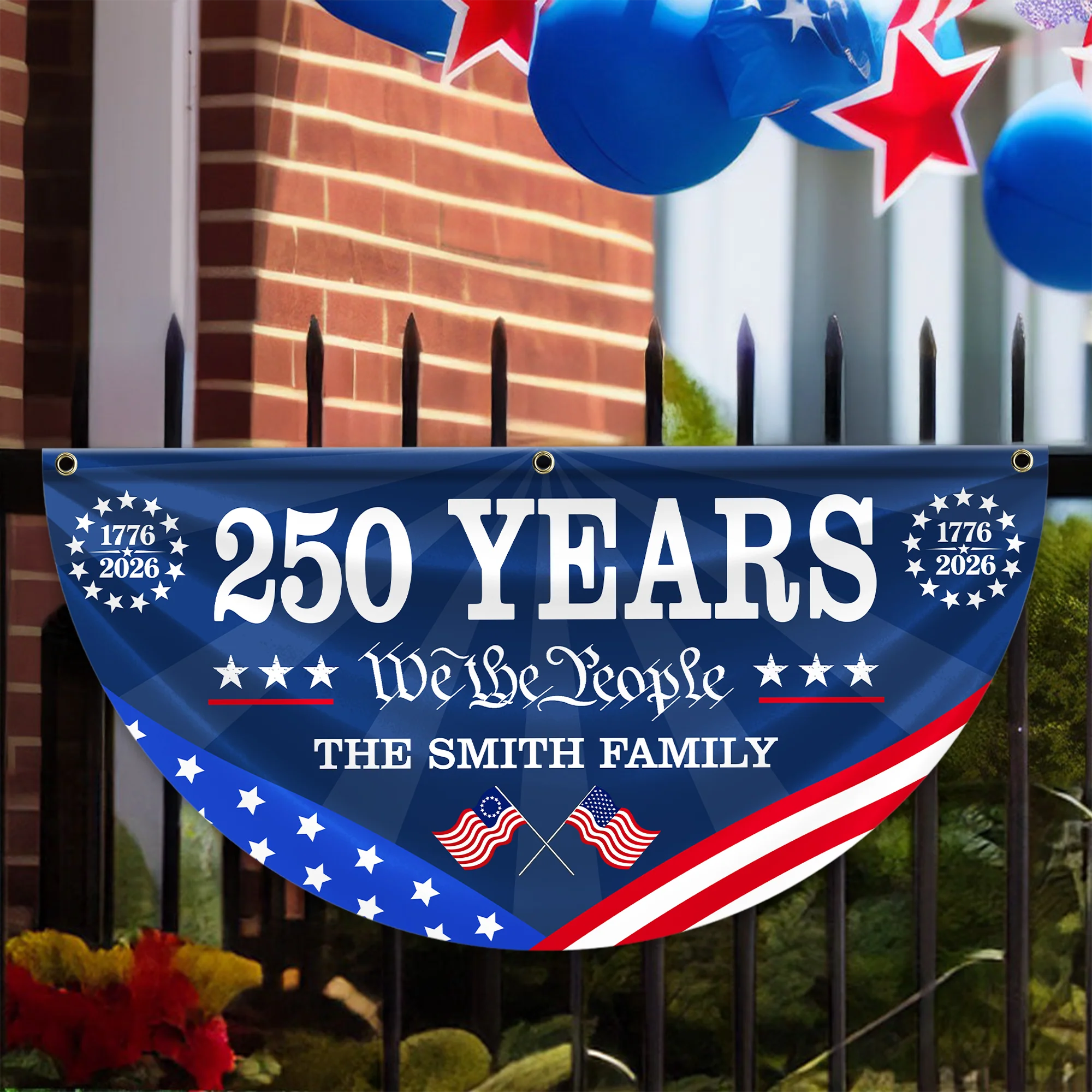 250 Years Of Freedom Custom Family Name Non-Pleated Fan Flag HA75 920912 - Image 6