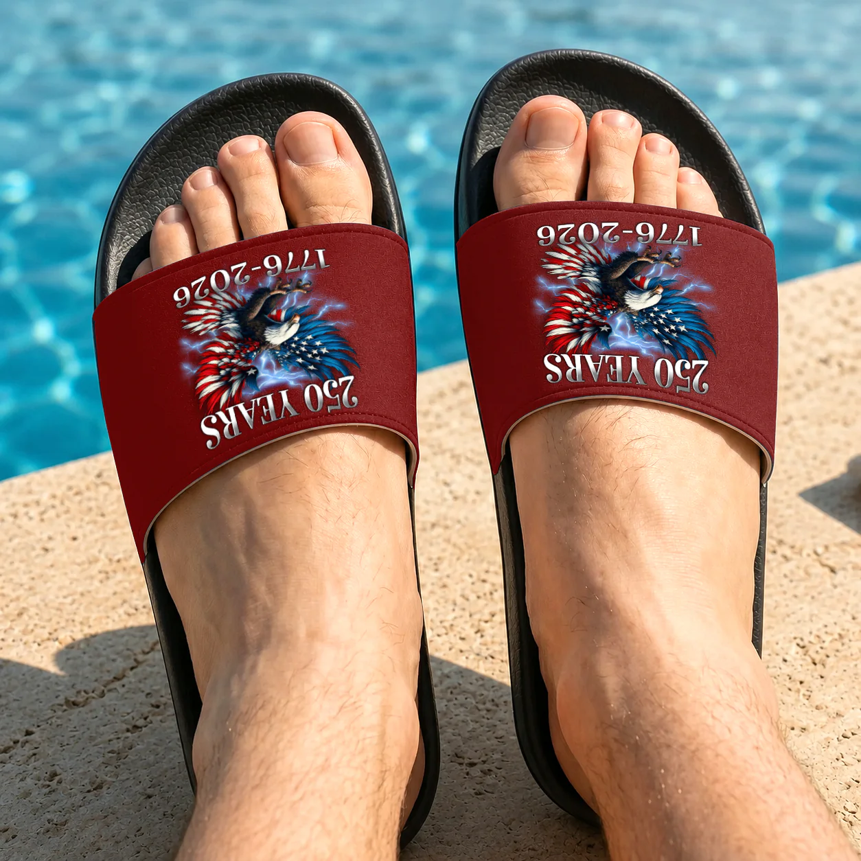 250th Anniversary Eagle Patriotic American Slide Sandals CH07 911660 - Image 2