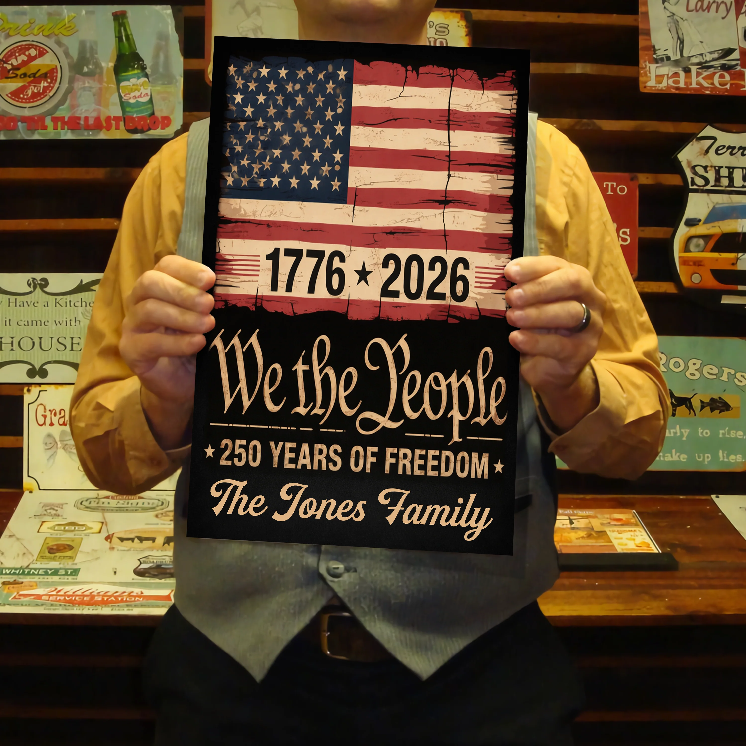 250th Anniversary USA Flag Patriotic 4th of July We The People Metal Sign TH10 898327 - Image 4