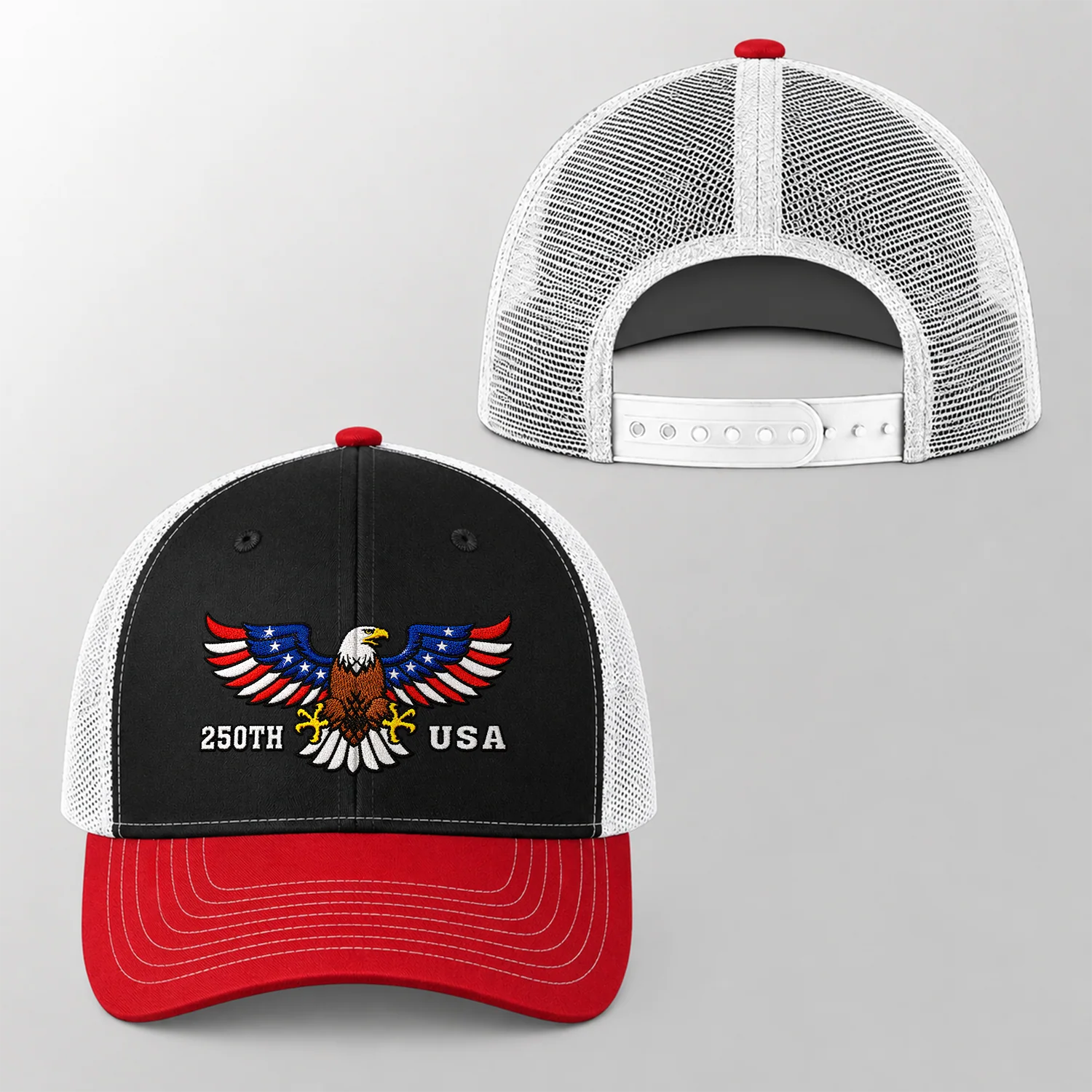 250th Anniversary USA Patriotic Embroidered Trucker Hat CH07 911944 - Image 5