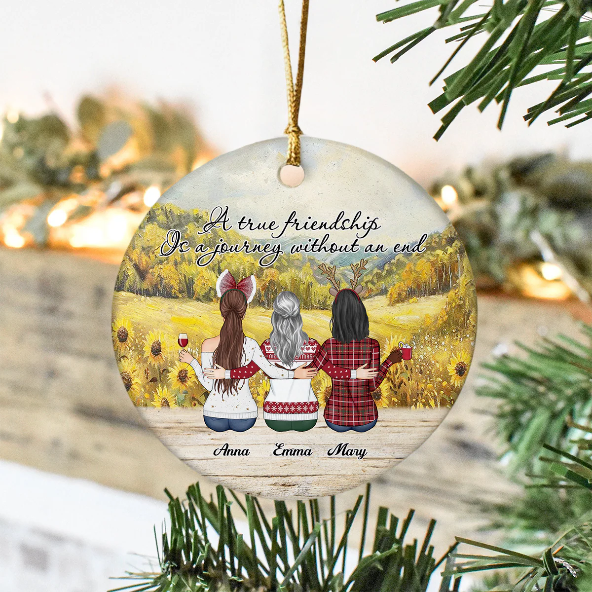 A True Friendship Is A Journey Without An End Personalized Ceramic Ornament For Besties, Friends HA75 897446