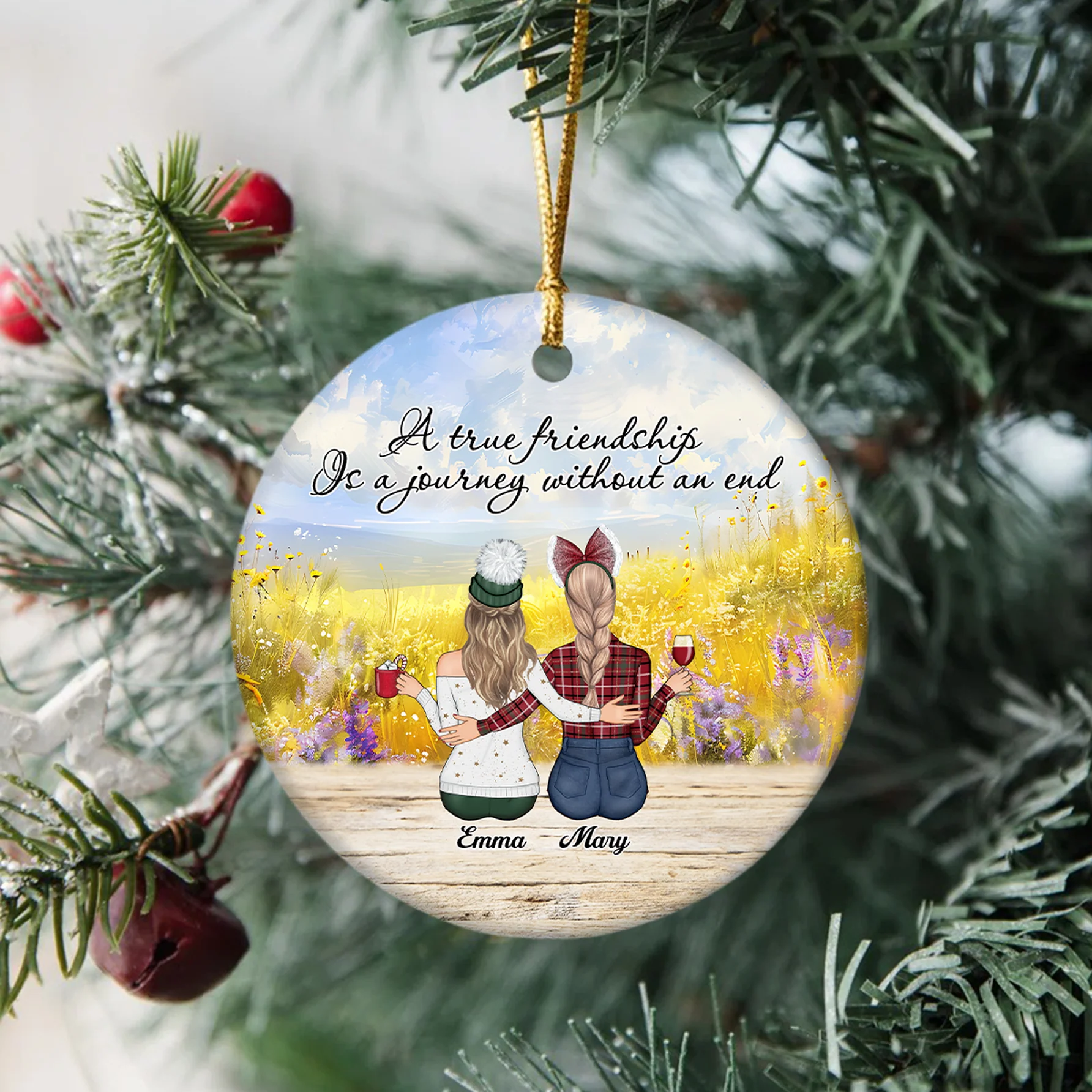 A True Friendship Is A Journey Without An End Personalized Ceramic Ornament For Besties, Friends HA75 897446 - Image 2