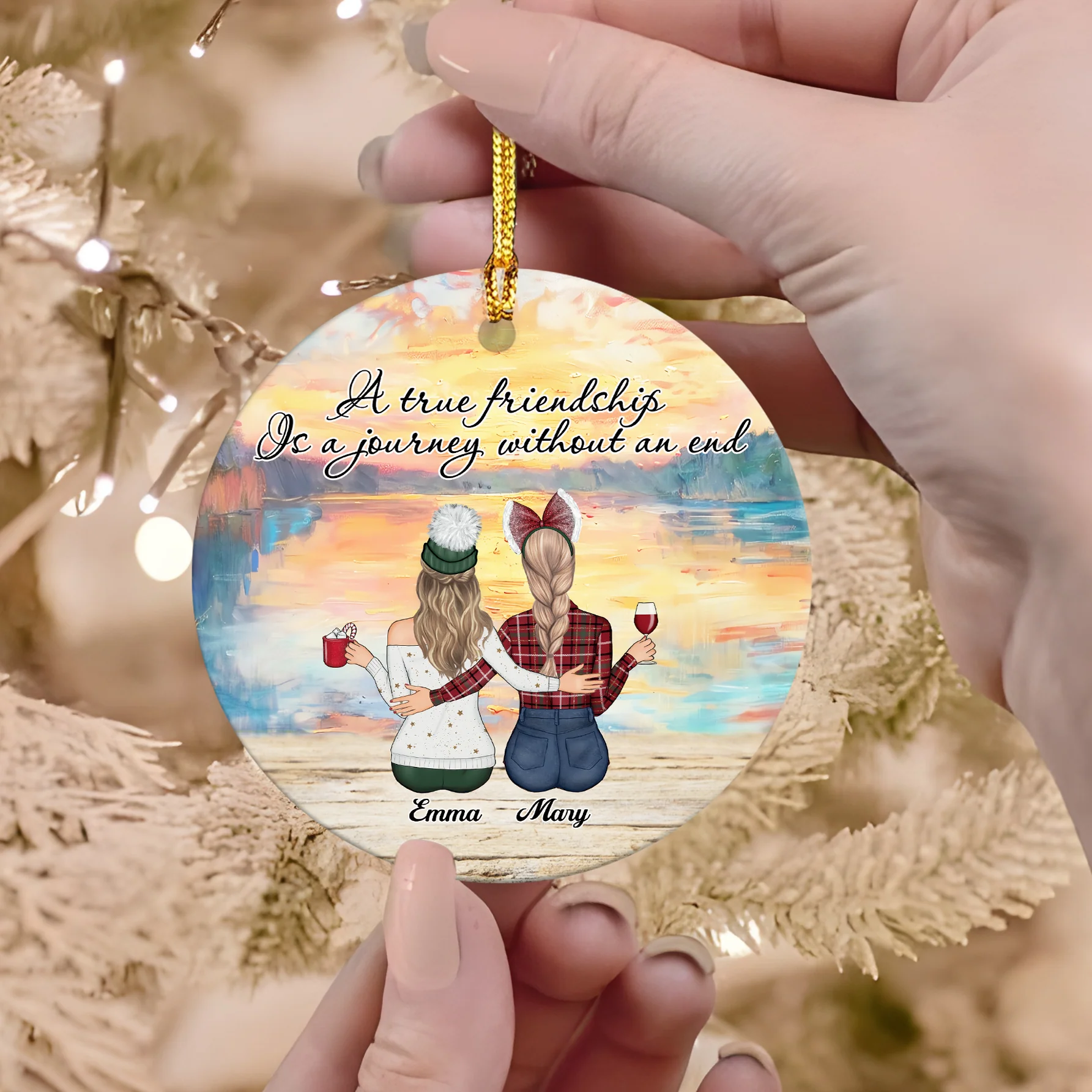 A True Friendship Is A Journey Without An End Personalized Ceramic Ornament For Besties, Friends HA75 897446 - Image 3