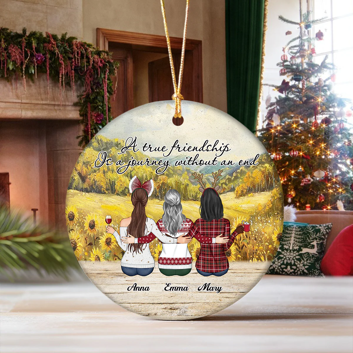 A True Friendship Is A Journey Without An End Personalized Ceramic Ornament For Besties, Friends HA75 897446 - Image 4