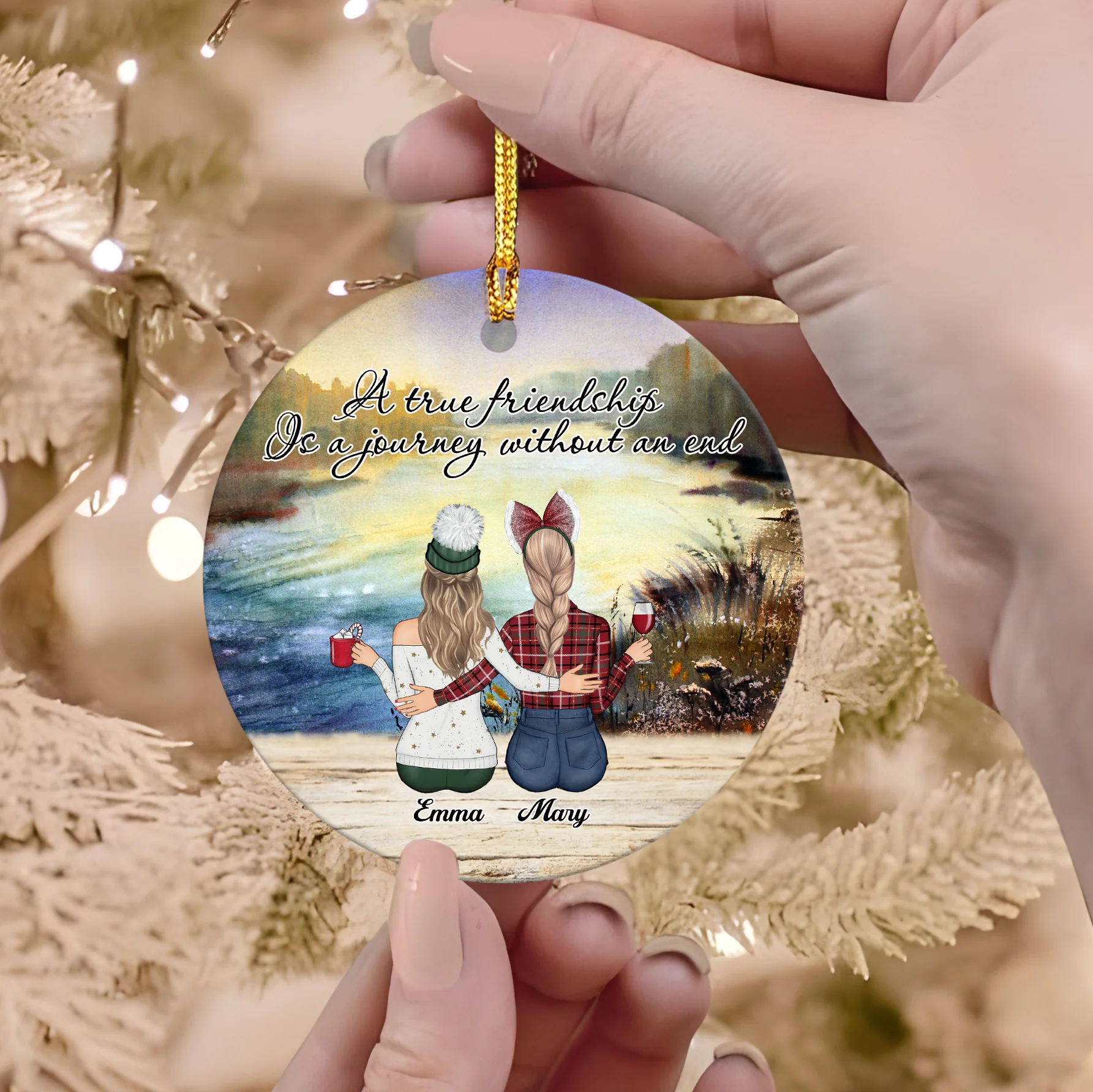 A True Friendship Is A Journey Without An End Personalized Ceramic Ornament For Besties, Friends HA75 897446 - Image 5