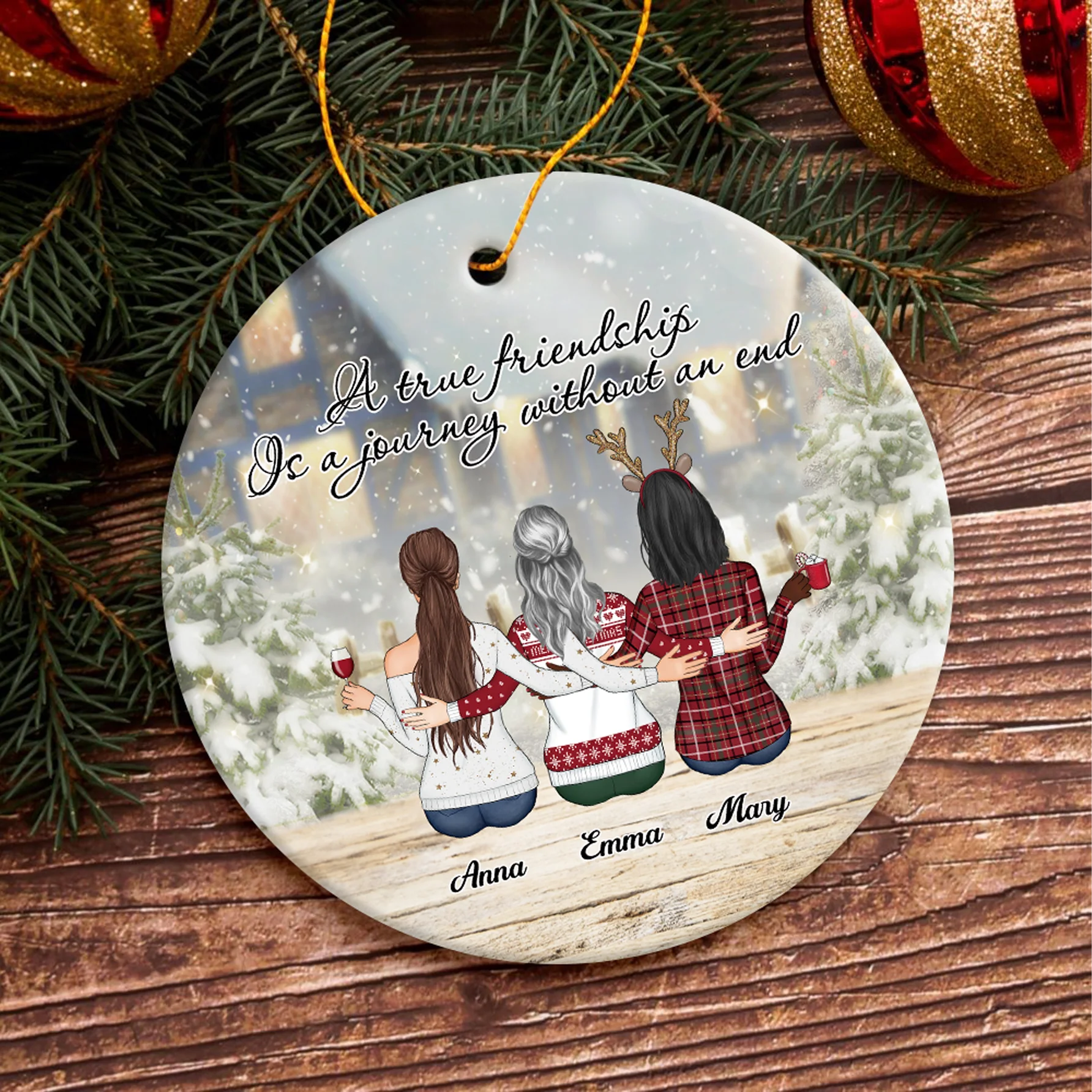 A True Friendship Is A Journey Without An End Personalized Ceramic Ornament For Besties, Friends HA75 897446 - Image 6