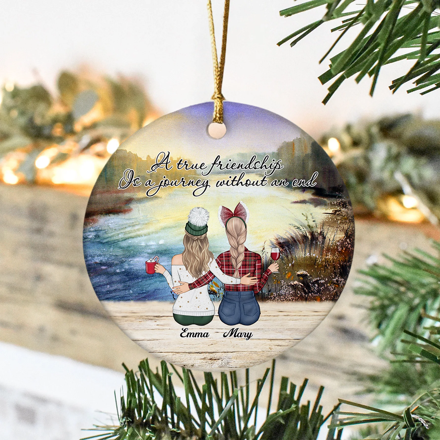 A True Friendship Is A Journey Without An End Personalized Ceramic Ornament For Besties, Friends HA75 897446 - Image 8