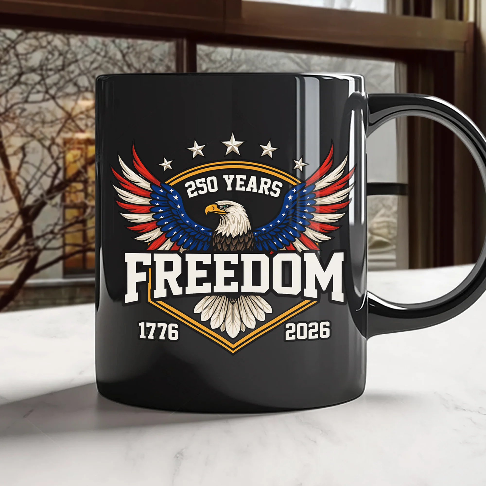 250 Years of Freedom America 1776–2026 Anniversary Black Mug HA75 898806 - Image 2